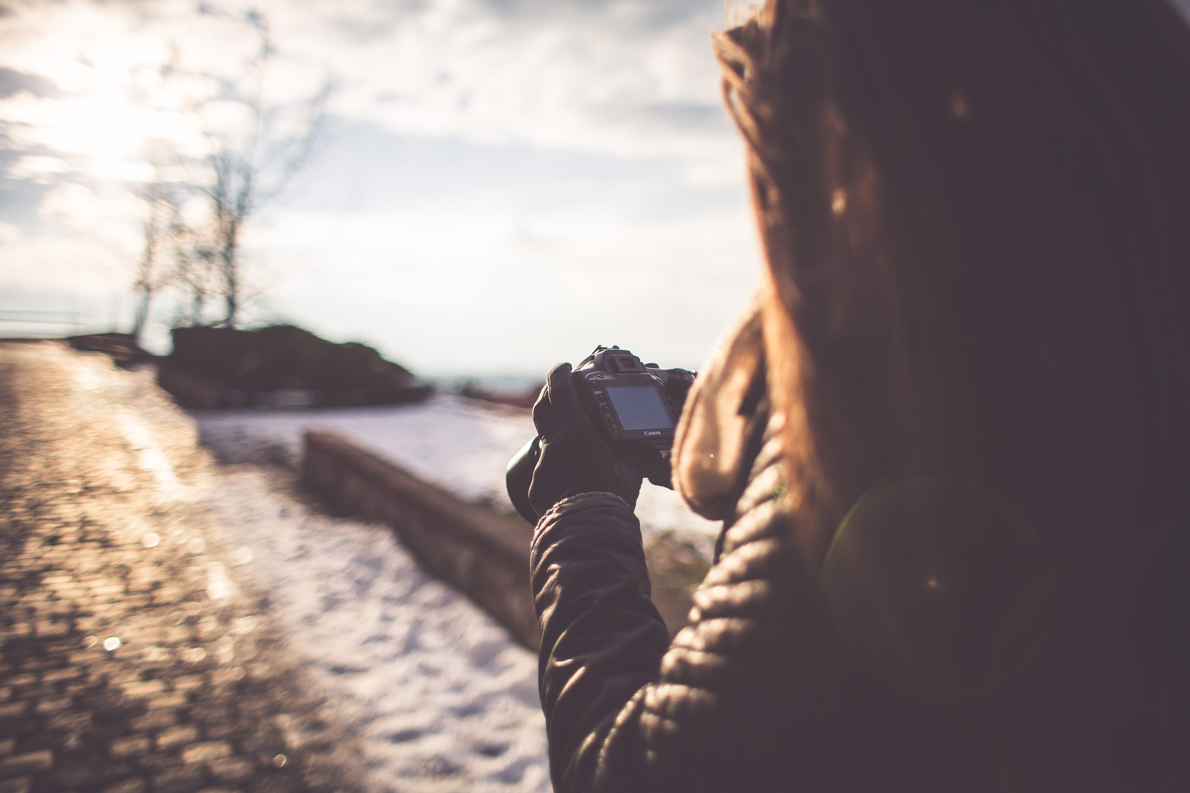 photography themes, Girl, headshot, cold, caucasian Ethnicity, adult, camera - photographic equipment, digital camera, people, lifestyles, nature, Photographs, HD Wallpaper