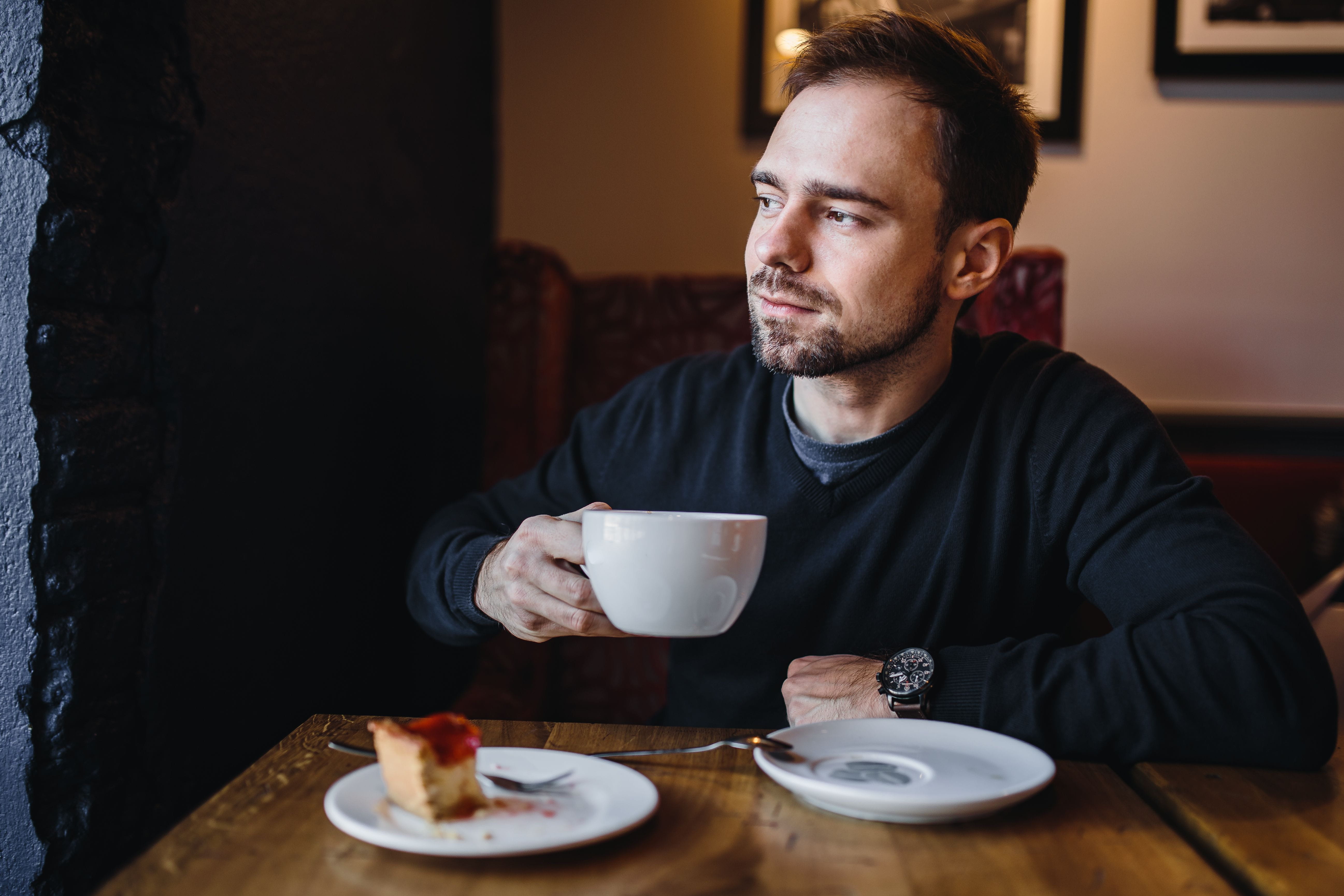 Young, crockery, cafe, one Person, one Man Only, city, elegantly, caucasian, young Men, leisure activity, sitting, home Interior, adult, male, relaxation, HD Wallpaper