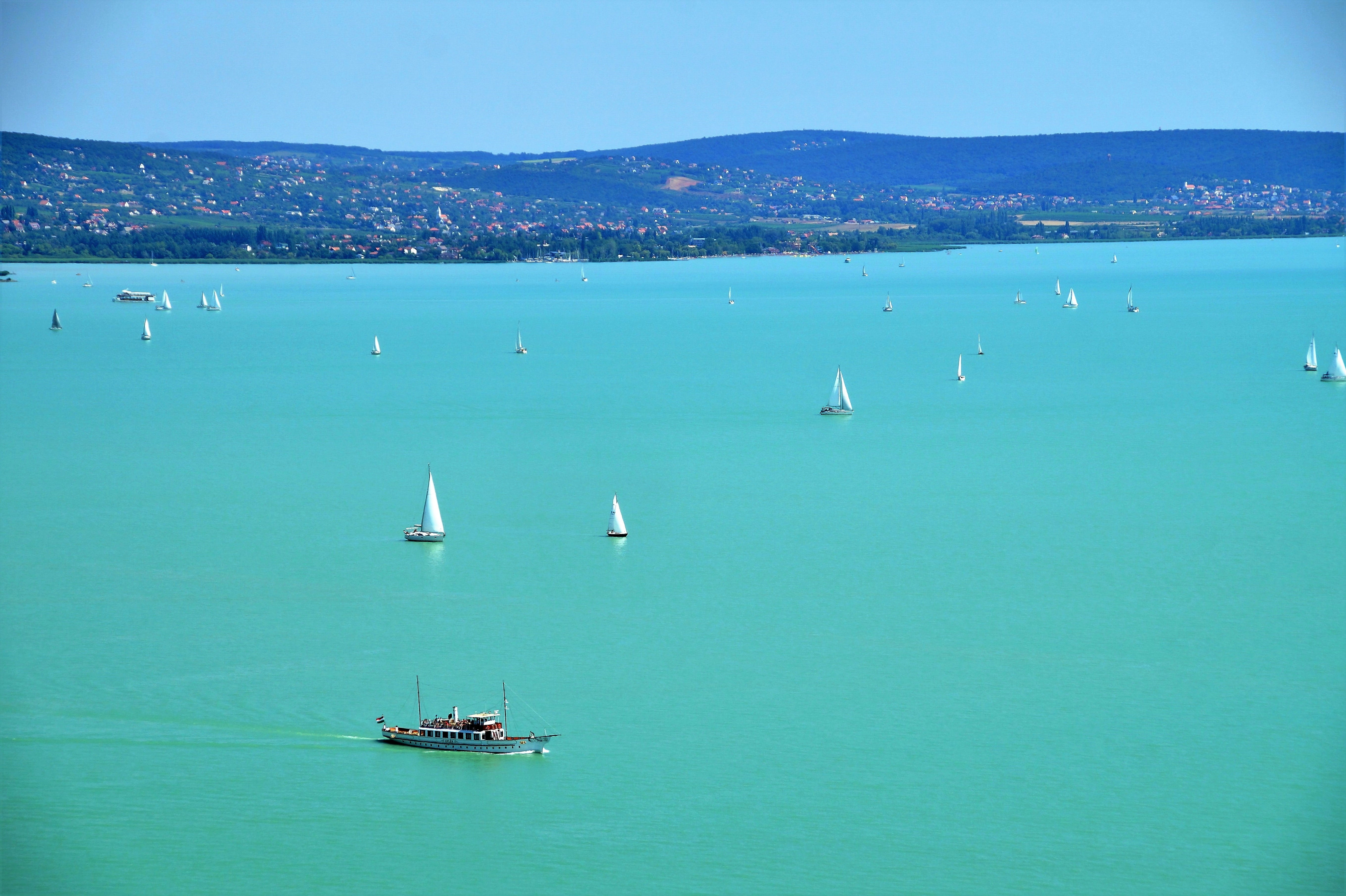 scenics - nature, day, no people, bay, ship, 5K, sailing, trip, sky, balaton, yacht, sea, luxury, water area, horizon over water, blue, nature, Lake, Area, HD Wallpaper