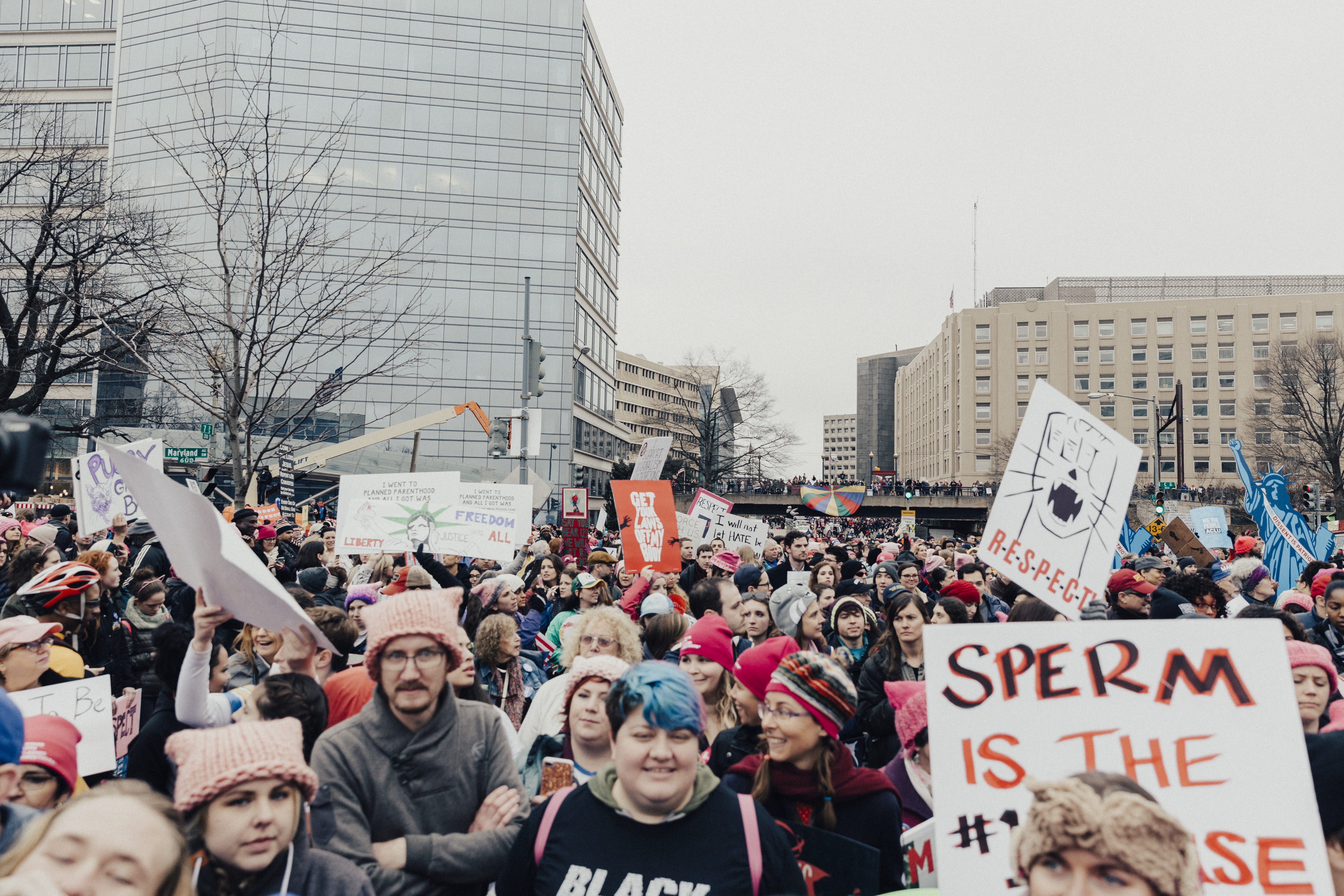 crowd, aggression, city, 5K, banner - sign, daytime, near, real people, large group of people, signage, outdoor, emotion, outdoors, day, message, women, HD Wallpaper