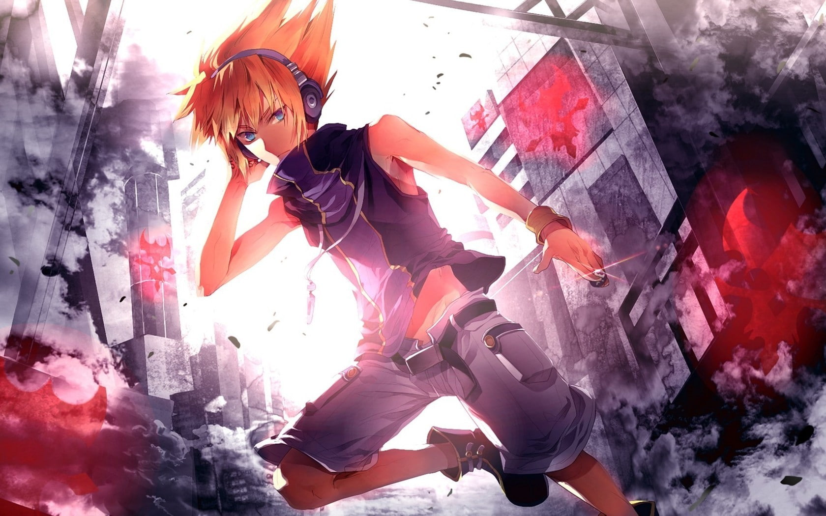 The World Ends With You, anime boys, cityscape, city, headphones, 720P, HD Wallpaper