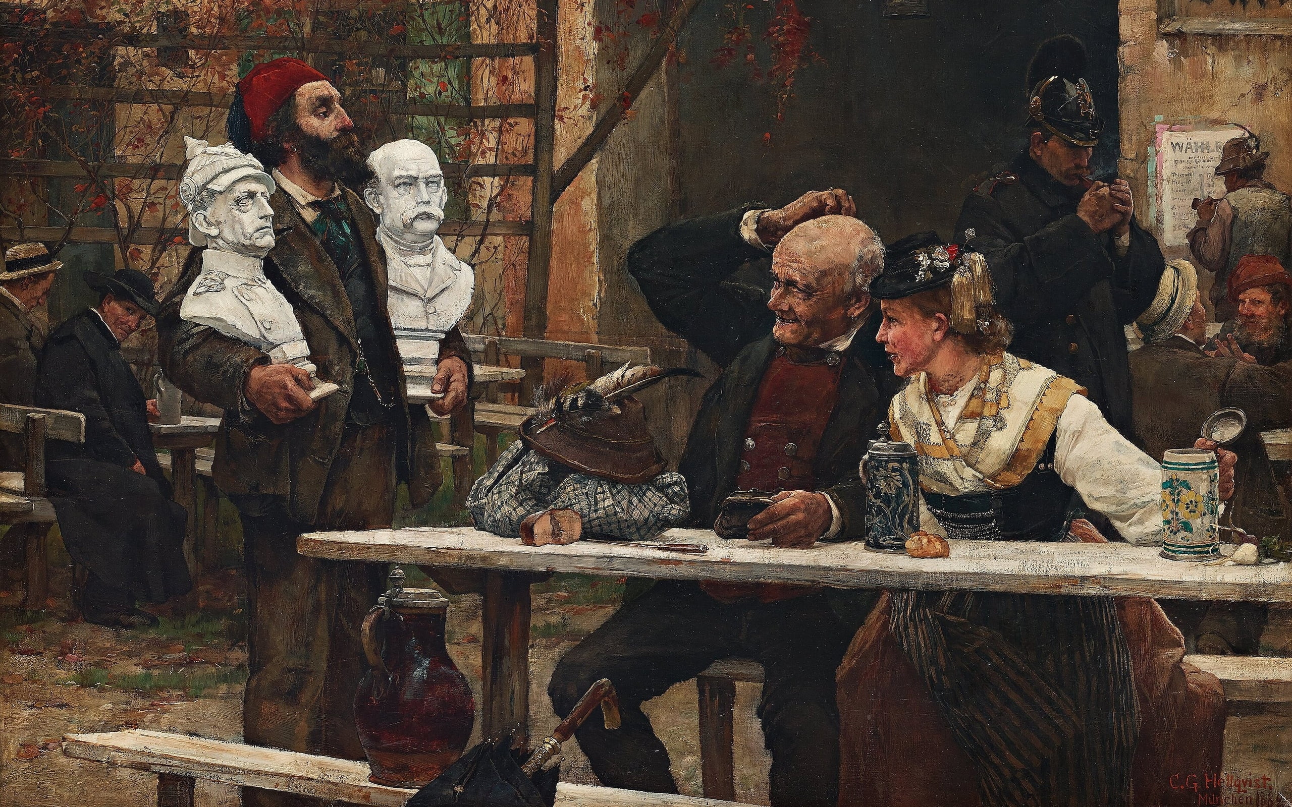oil on canvas, Swedish painter, Bismarck or Moltke, Swedish artist, 2K, Carl Gustaf Hellqvist, 1882, HD Wallpaper
