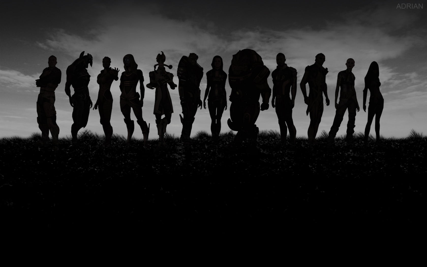 leisure activity, land, crowd, friendship, photo, togetherness, standing, sky, field, women, group, nature, people, lifestyles, real people, Mass Effect 2, HD Wallpaper