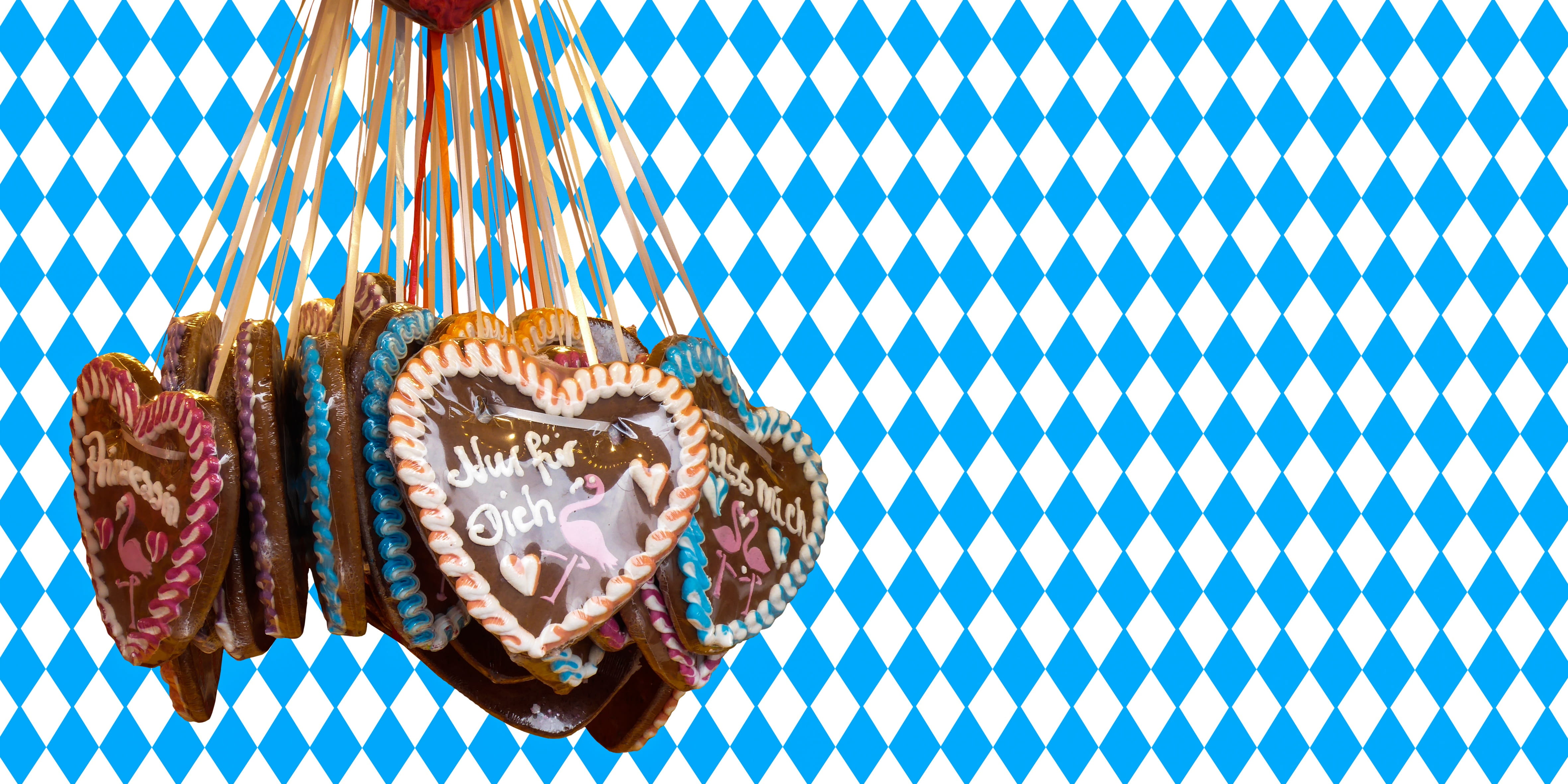 white blue, 4K, close-up, oktoberfest, eat, pattern, blue, food and drink, sweet food, sweet, bavarian, gingerbread heart, temptation, indoors, diamond, HD Wallpaper