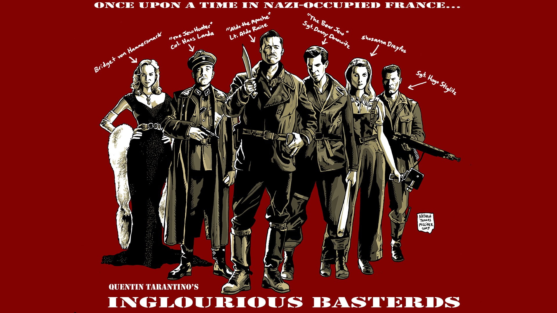 1080P, military, pitt, weapon, drama, war, basterds, inglourious, adventure, gun, wwll, HD Wallpaper