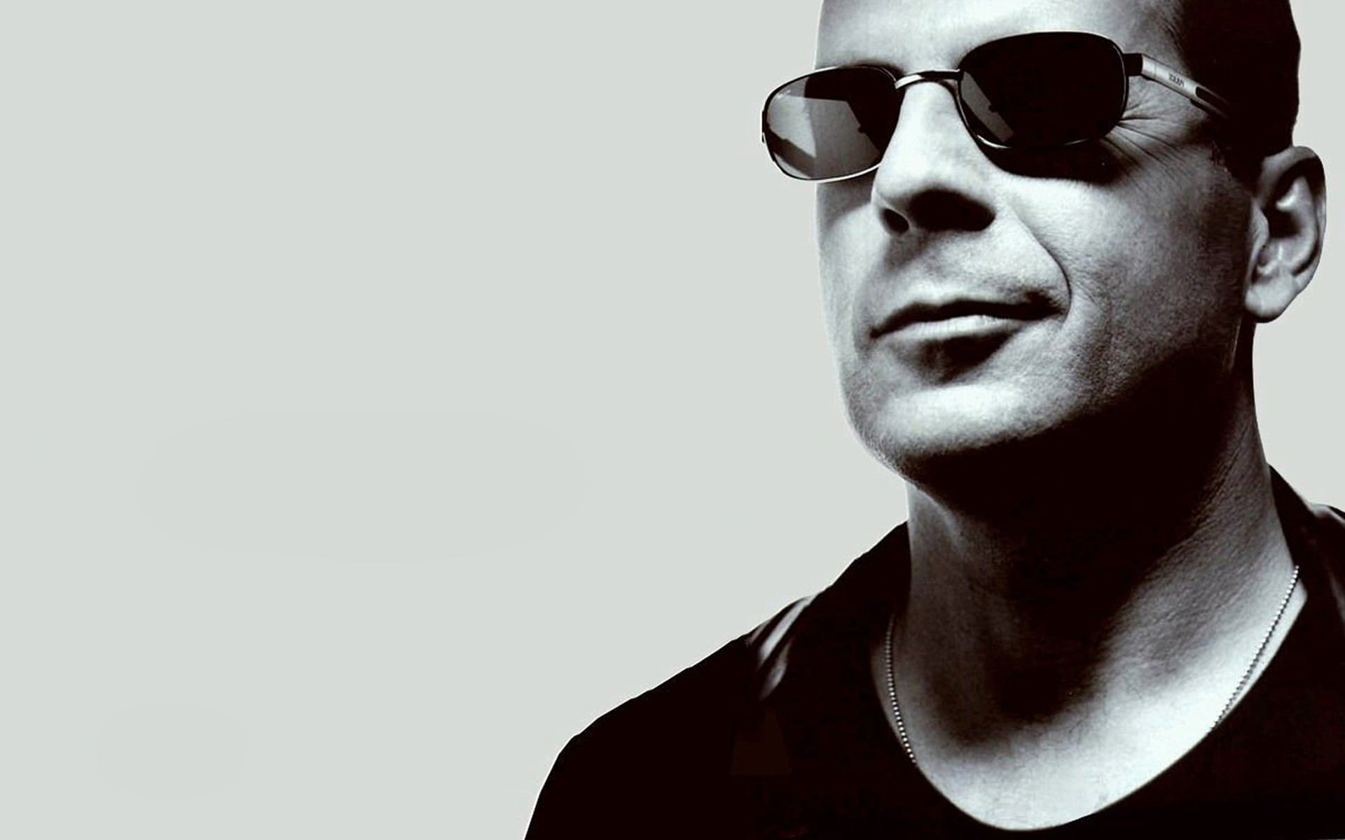 white, sunglasses, 1080P, willis, bruce, younger, smile, black, HD Wallpaper