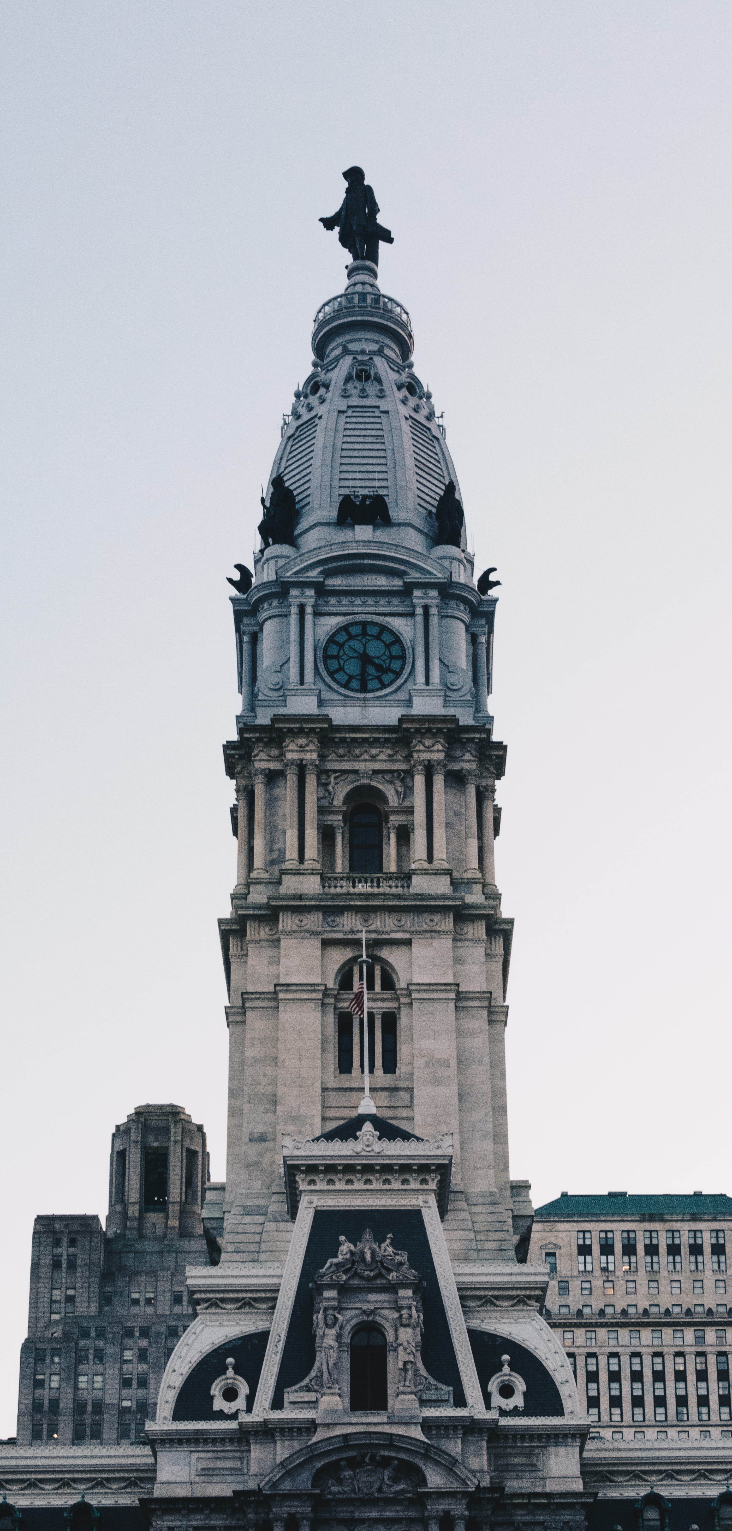 day, william penn, the past, city, architecture, building, outdoors, belief, clear sky, dome, low angle view, travel destinations, no people, brotherly love, Phone HD Wallpaper