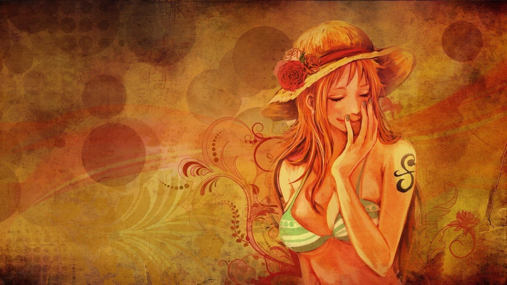wall - building feature, representation, angel, indoors, Anime, One Piece, design, nami, human representation, one person, craft, female likeness, backgrounds, HD Wallpaper