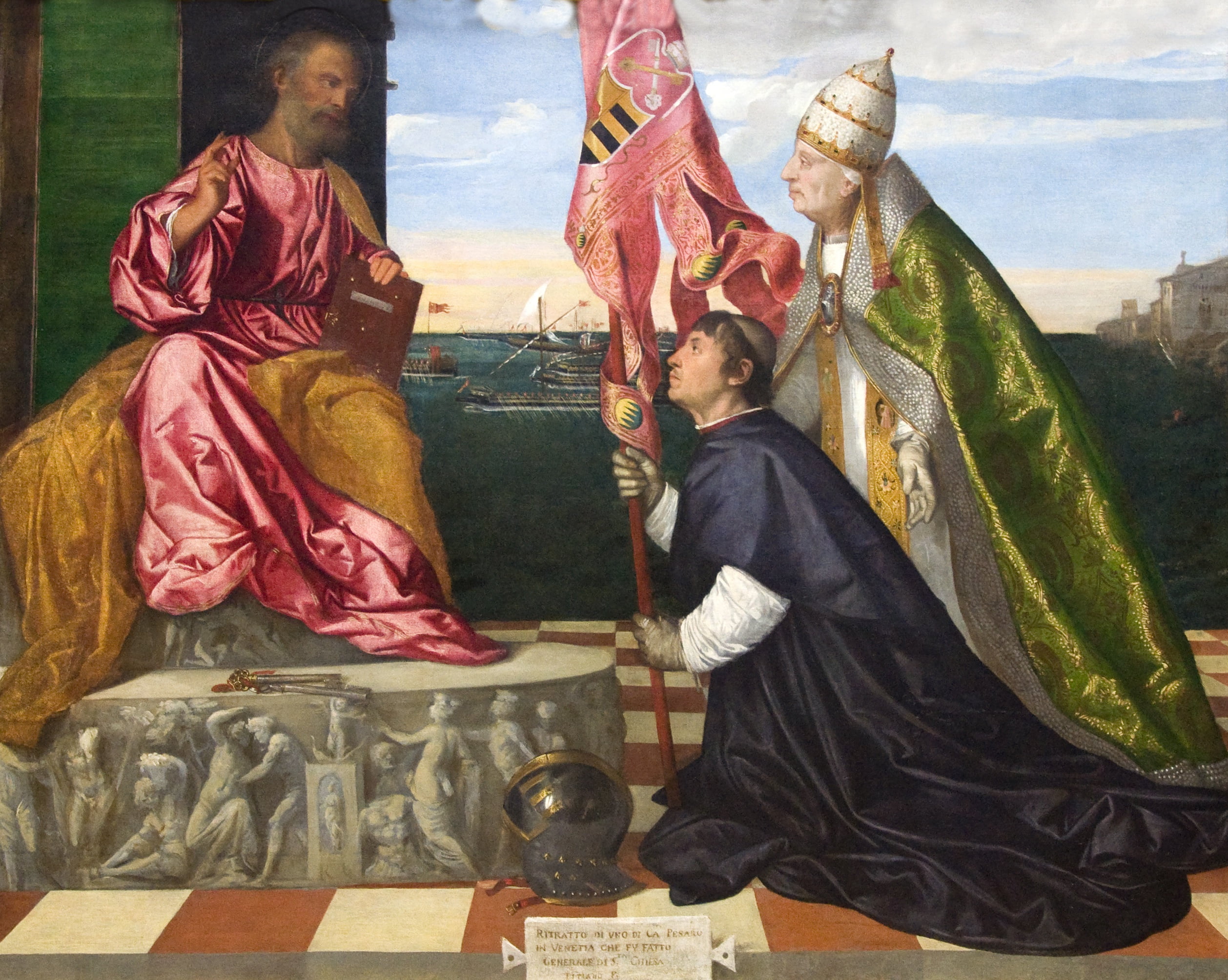 Titian Vecellio, presents Jacopo Pesaro to Saint Peter, from 1506 to 1511, 1080P, Pope Alexander VI, HD Wallpaper