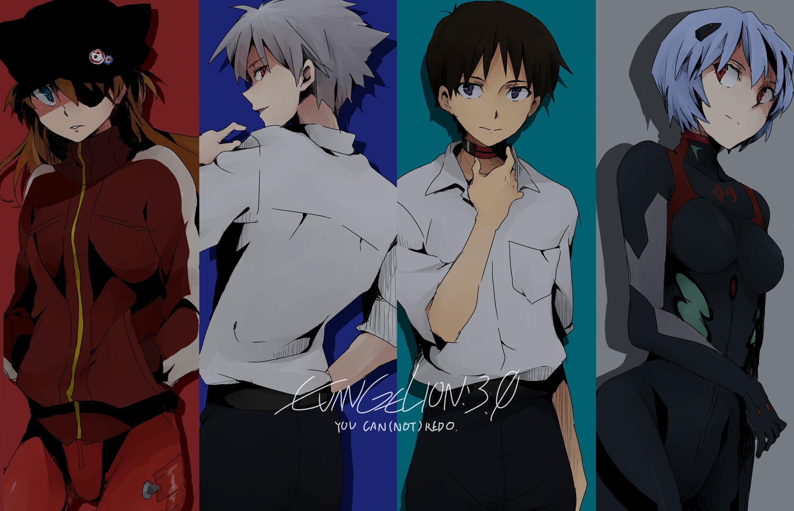 costume, Ayanami Rei, Kaworu Nagisa, blue, three quarter length, people, creativity, leisure activity, Neon Genesis Evangelion, fashion, 2K, hairstyle, HD Wallpaper