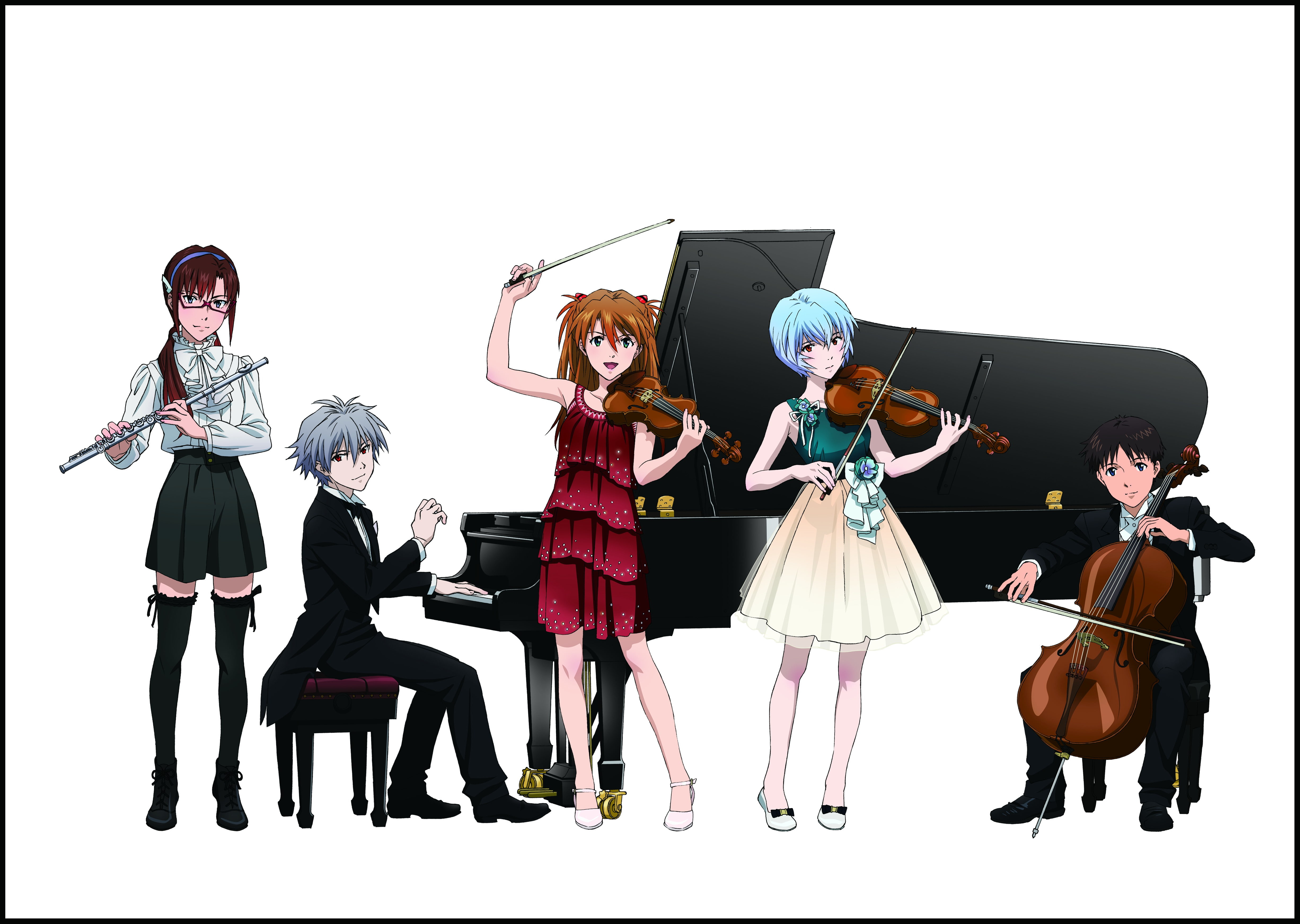 artist, 4K, Asuka Langley Soryu, Makinami Mari, group of people, people, full length, arts culture and entertainment, musical equipment, Neon Genesis Evangelion, HD Wallpaper
