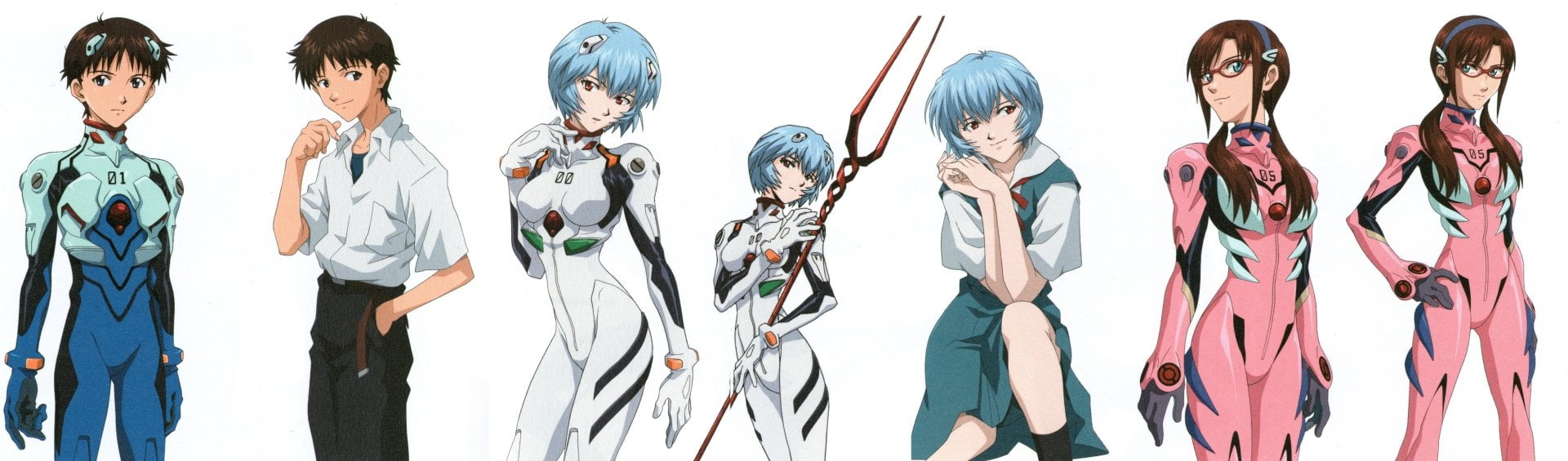 Mari Makinami Illustrious, young adult, men, cut out, indoors, group of people, fashion, panoramic, people, standing, Shinji Ikari, studio shot, young men, HD Wallpaper