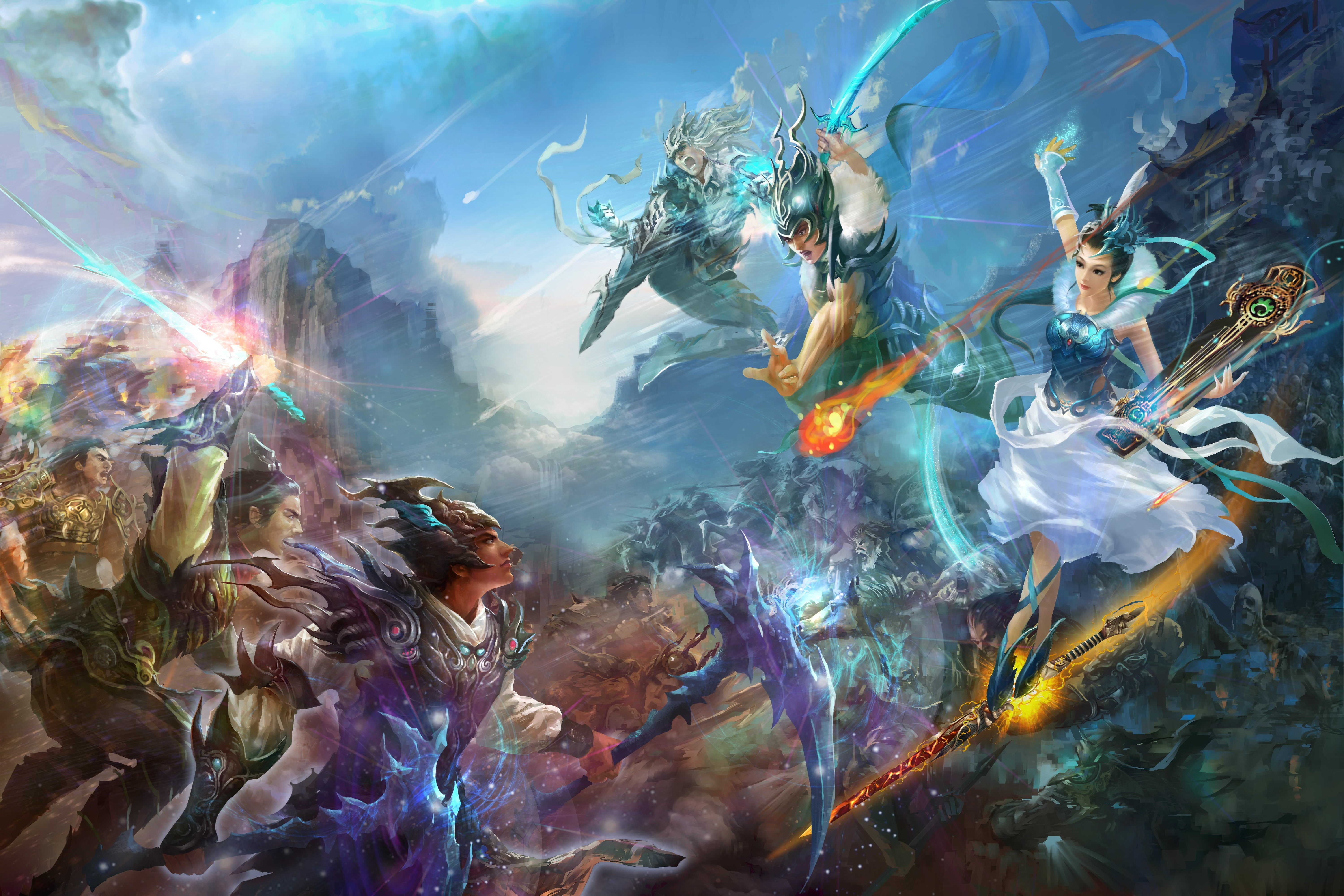 magic, 5K, jade dynasty, swords, Games, fantasy world, armor, artwork, warrior, HD Wallpaper