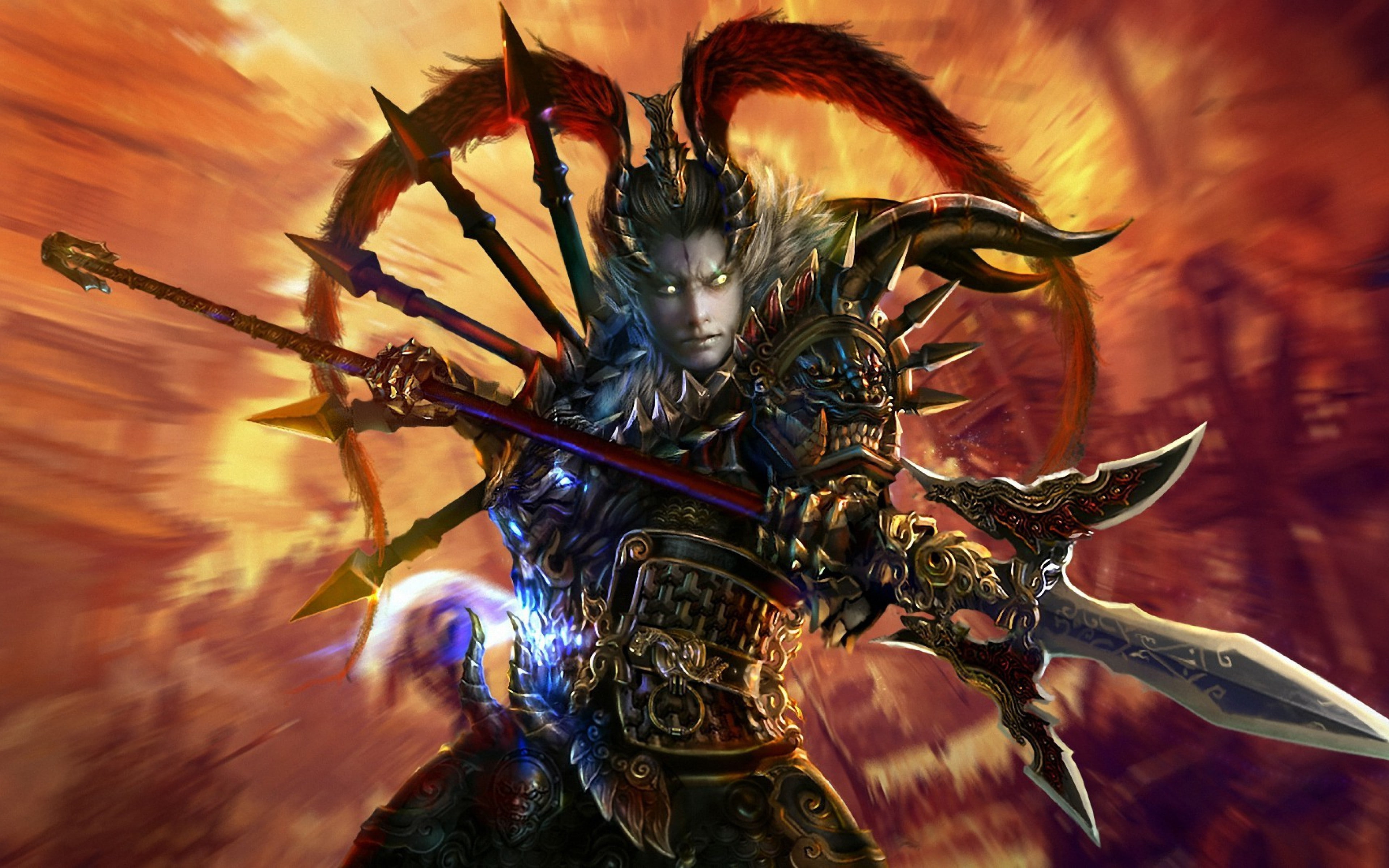 multi colored, 4K, no people, Heroes, video games, carnival, pattern, disguise, Lu Bu, festival, day, ornate, animal representation, illuminated, arts culture and entertainment, HD Wallpaper