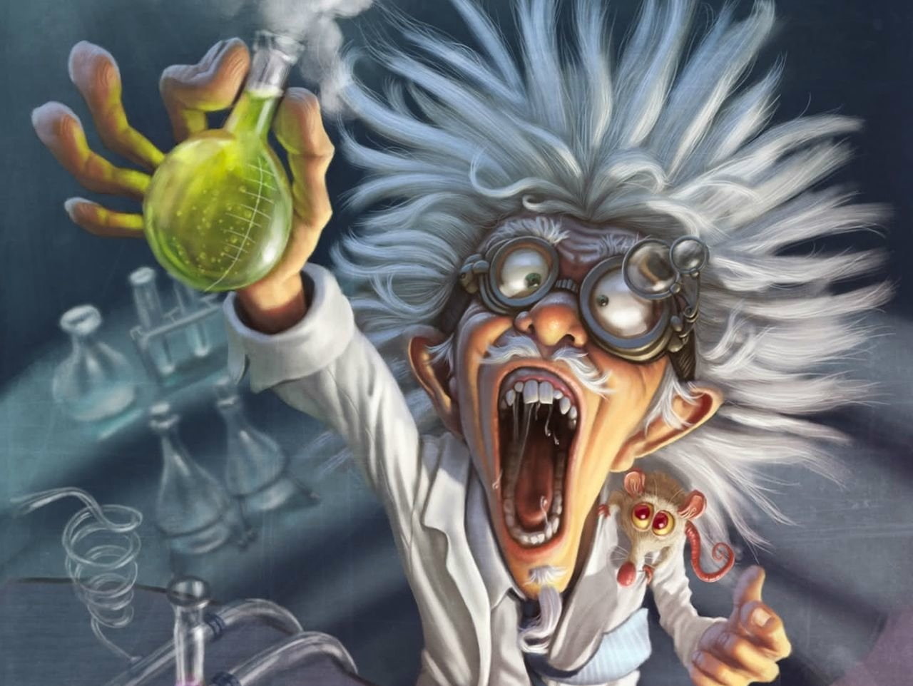 Artistic, mad, scientist, 720P, Cartoon, HD Wallpaper
