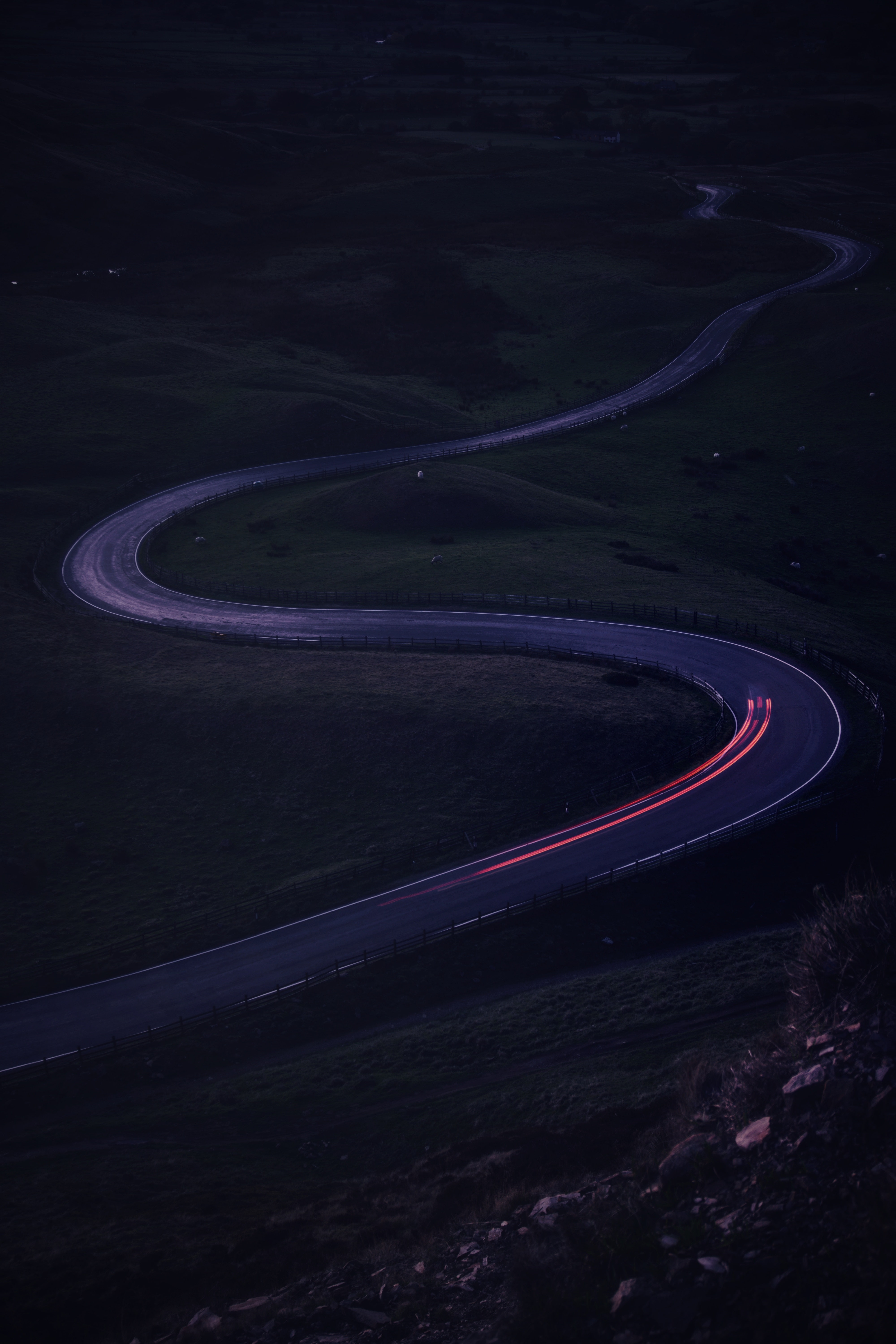 glow, 5K, twisty, turn, road, Phone HD Wallpaper