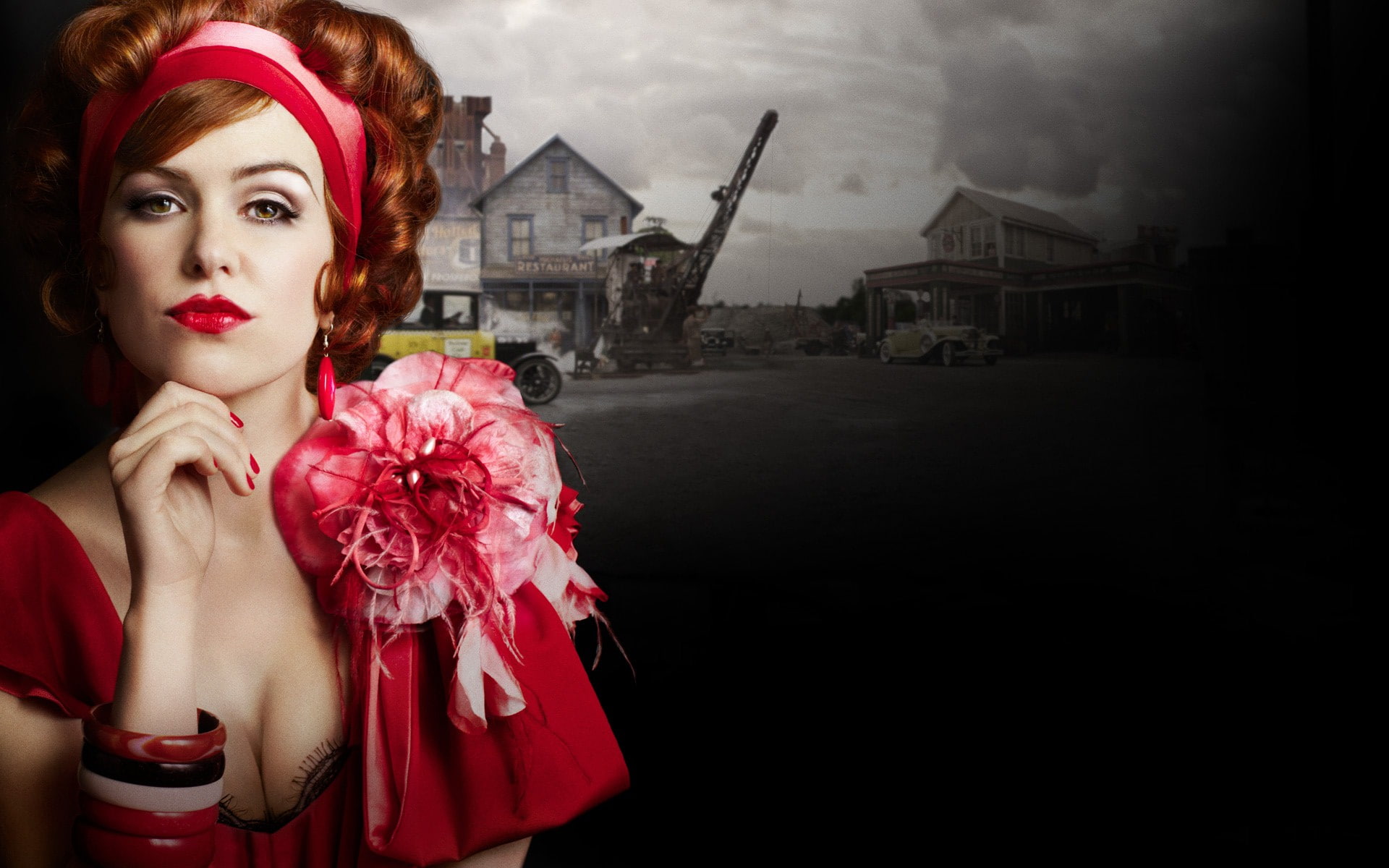 1080P, gatsby, hairband, great, women, fisher, s, isla, pink, red, HD Wallpaper