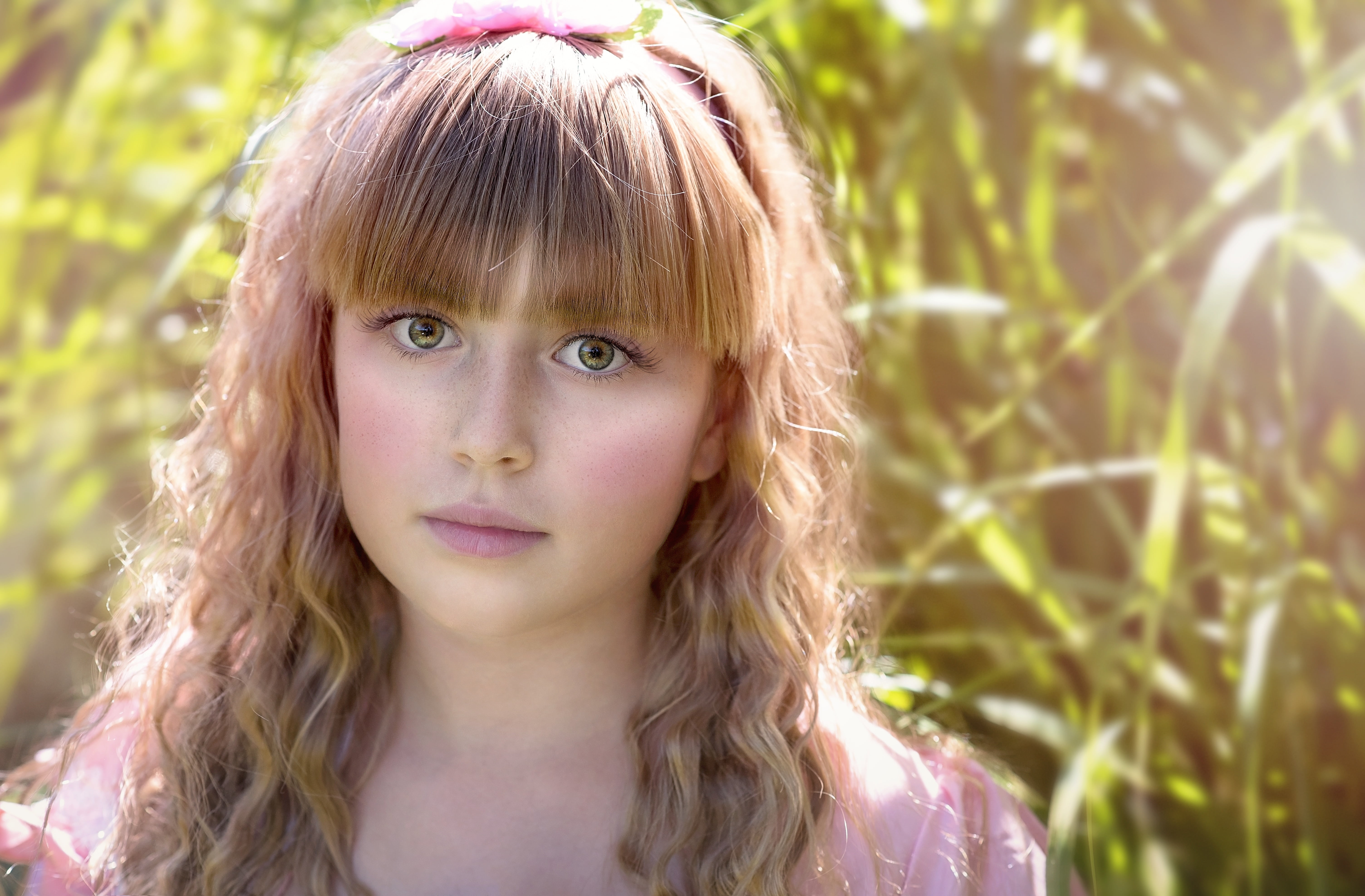 day, bangs, blue eyes, females, close, 5K, summer, hairstyle, outdoors, human Face, female, photography, beauty, focus on foreground, caucasian Ethnicity, HD Wallpaper