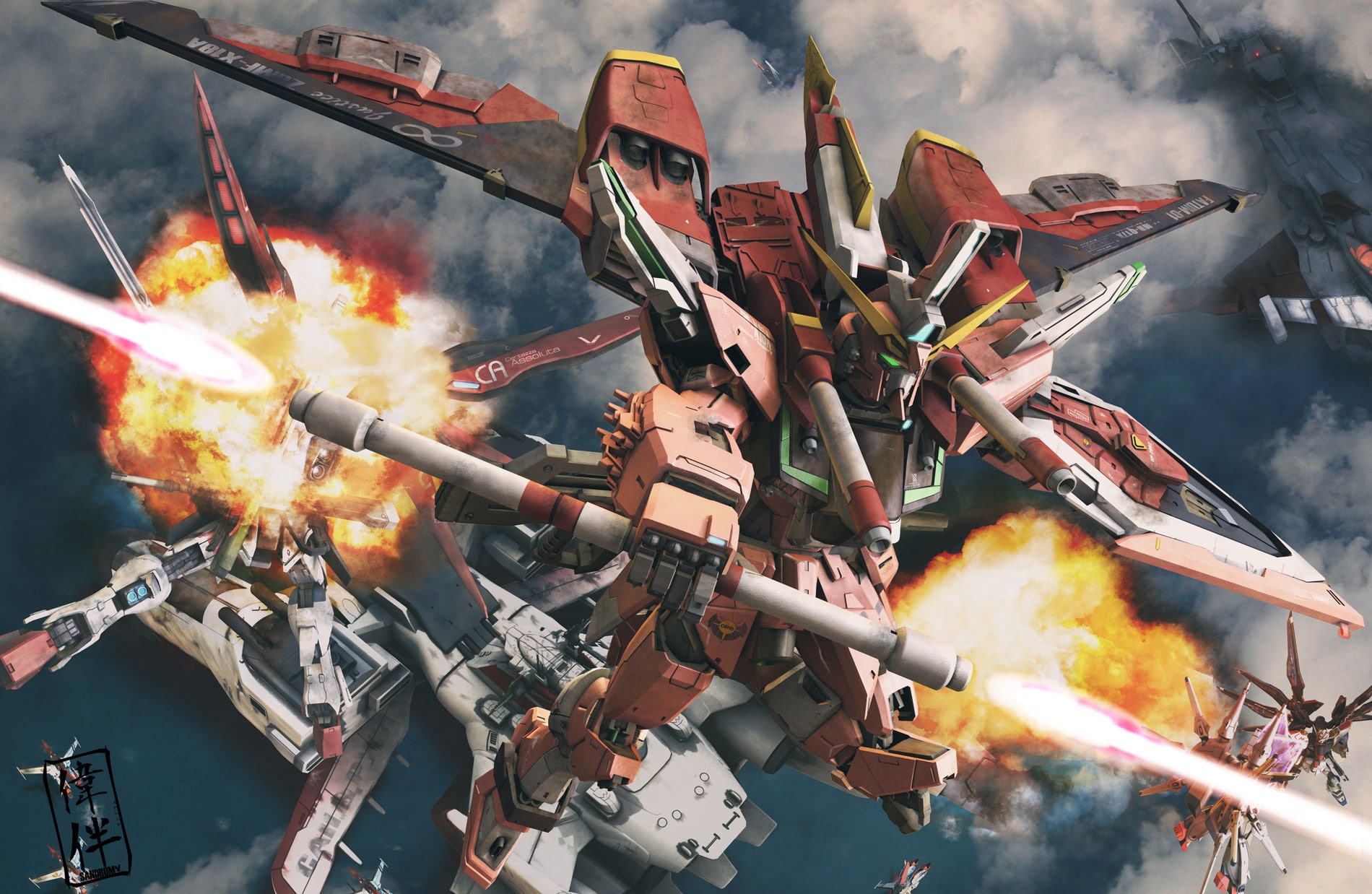 Gundam, robot, no people, nature, heat - temperature, event, flame, aggression, outdoors, motion, fire, environment, blurred motion, smoke - physical structure, HD Wallpaper