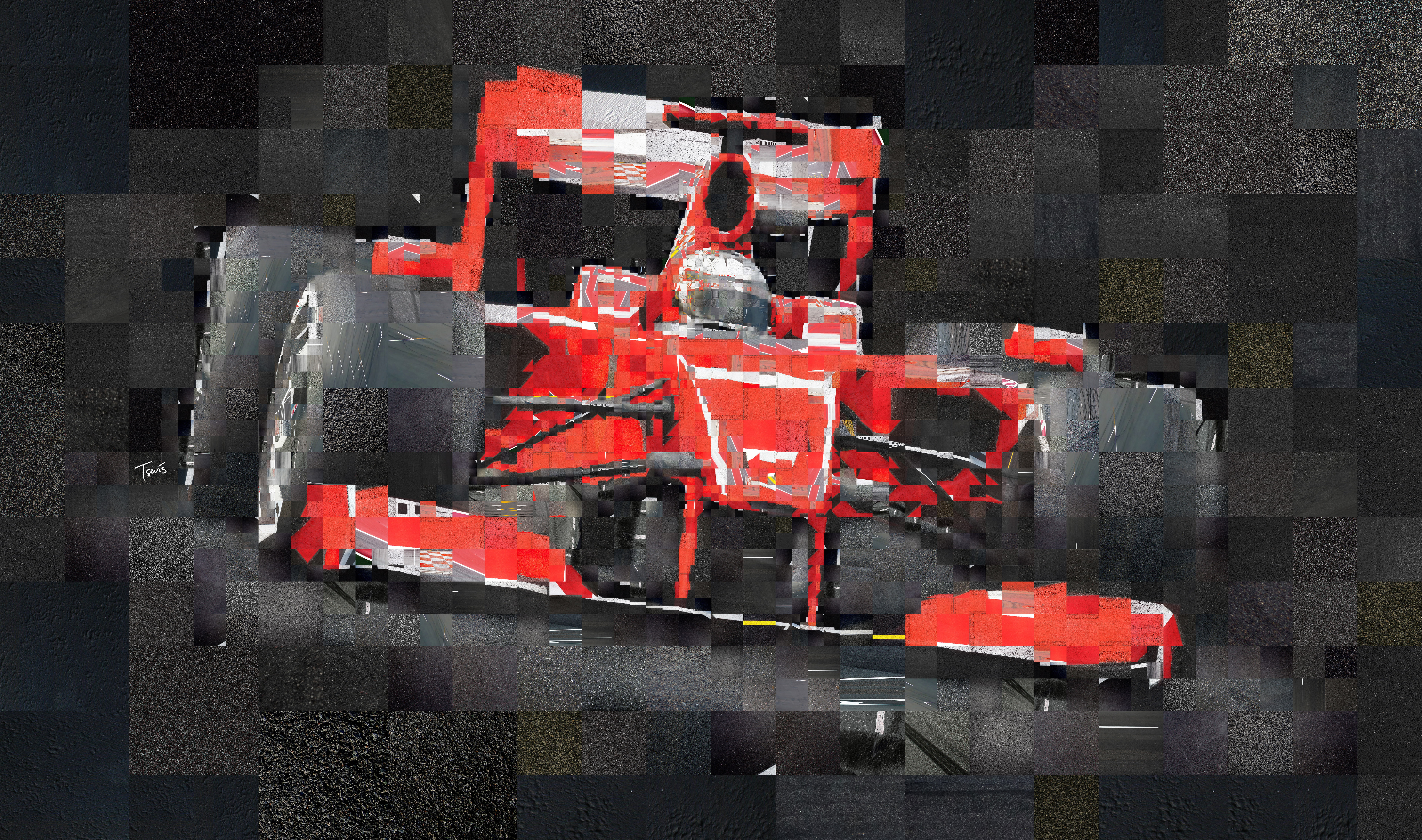 4K, Scuderia Ferrari, Digital art, 8K, Asphalt, Formula 1, F1 cars, 8K, HD Wallpaper