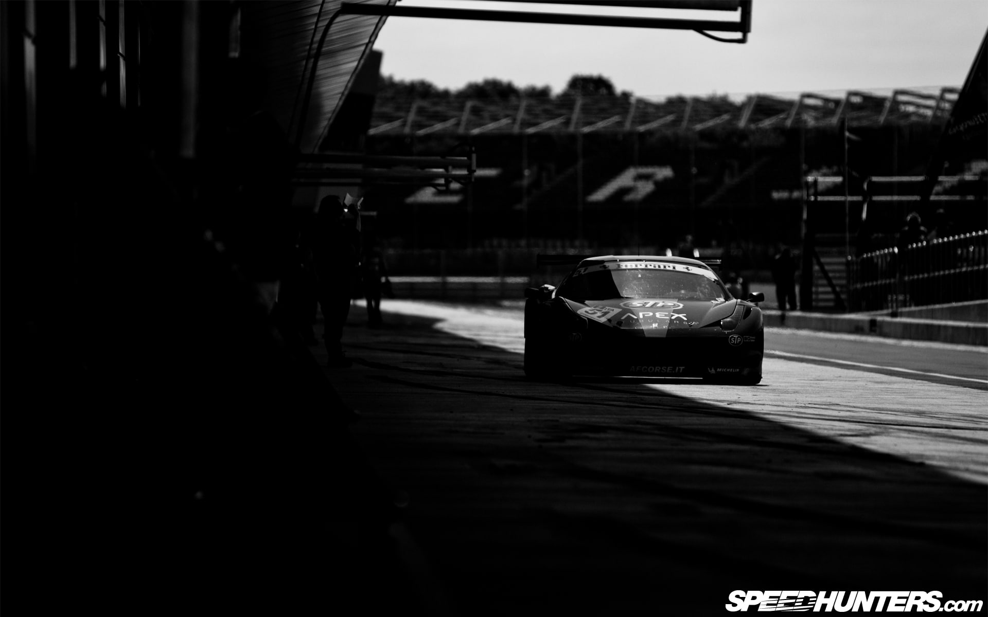 hd, 458, pit, italia, 1080P, race, cars, bw, ferrari, stop, track, HD Wallpaper