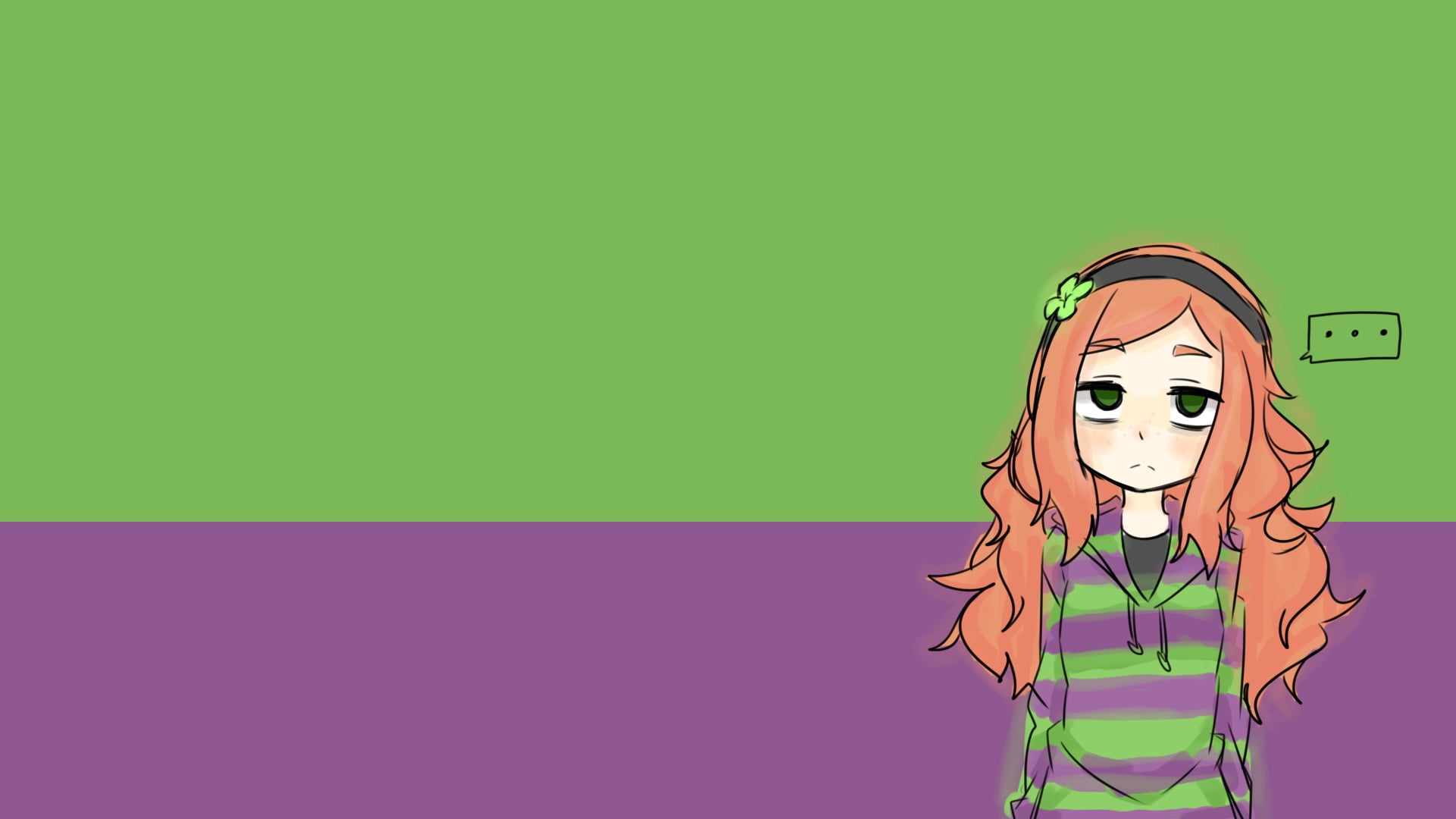 green eyes, brown, artwork, young women, Vivian James, emotion, one person, adult, hair, simple background, green background, portrait, redhead, beautiful woman, HD Wallpaper