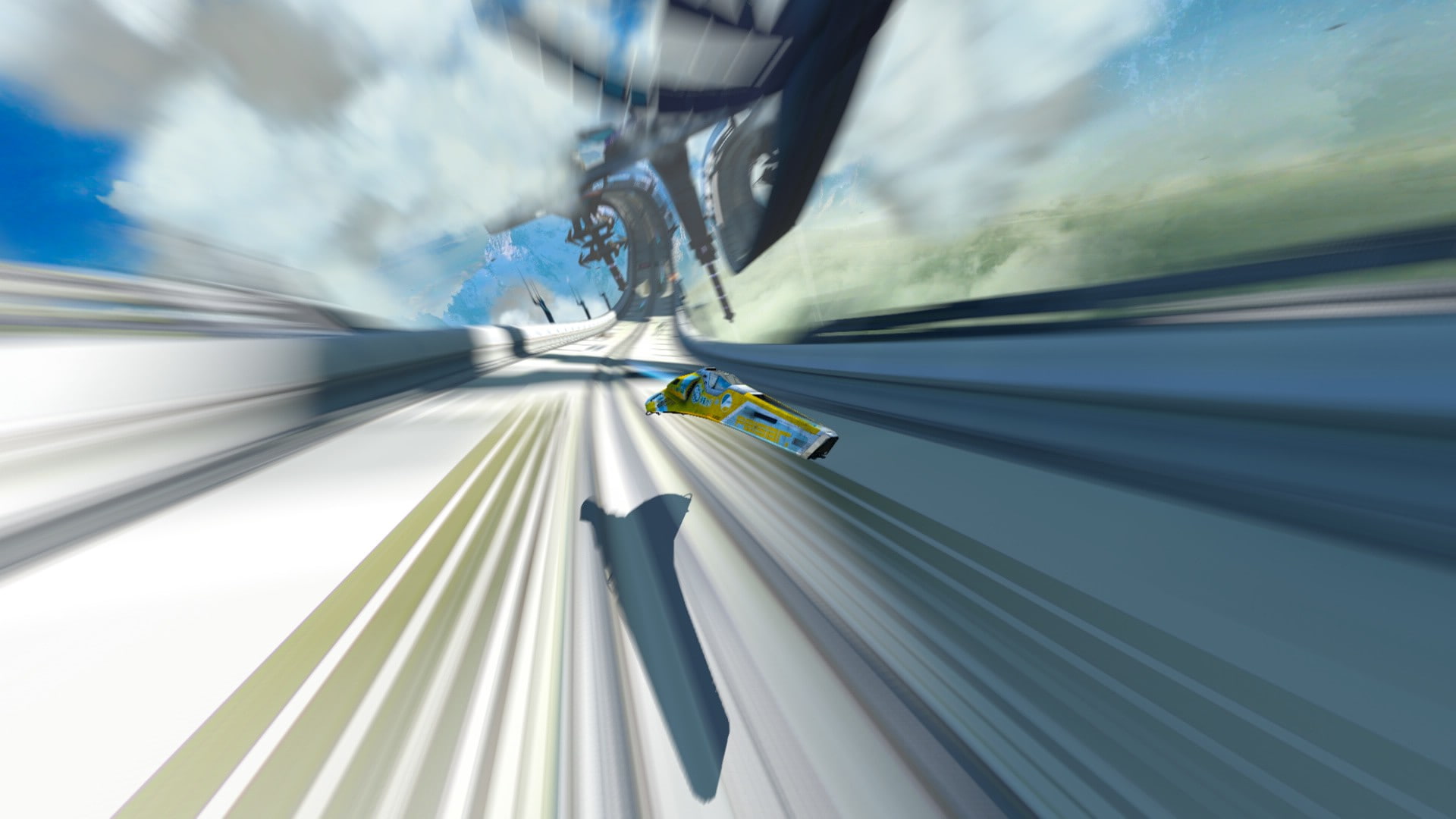 outdoors, architecture, day, transportation, city, travel, nature, sport, motion, long exposure, PlayStation 3, land vehicle, futuristic, car, Wipeout, HD Wallpaper