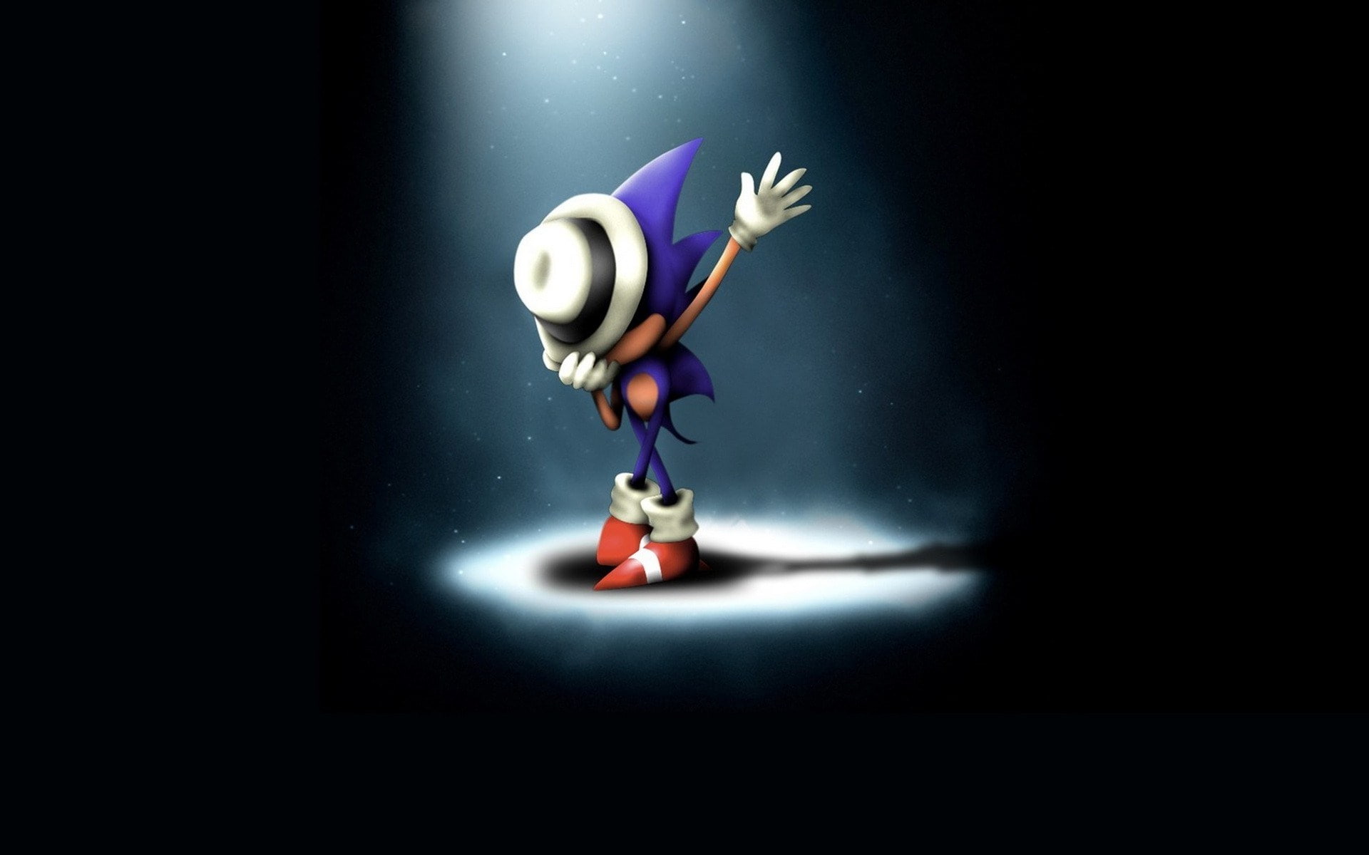 young adult, indoors, illuminated, blue, nature, athlete, team sport, zero gravity, spotlight, sports clothing, sonic the hedgehog, 1080P, black background, HD Wallpaper