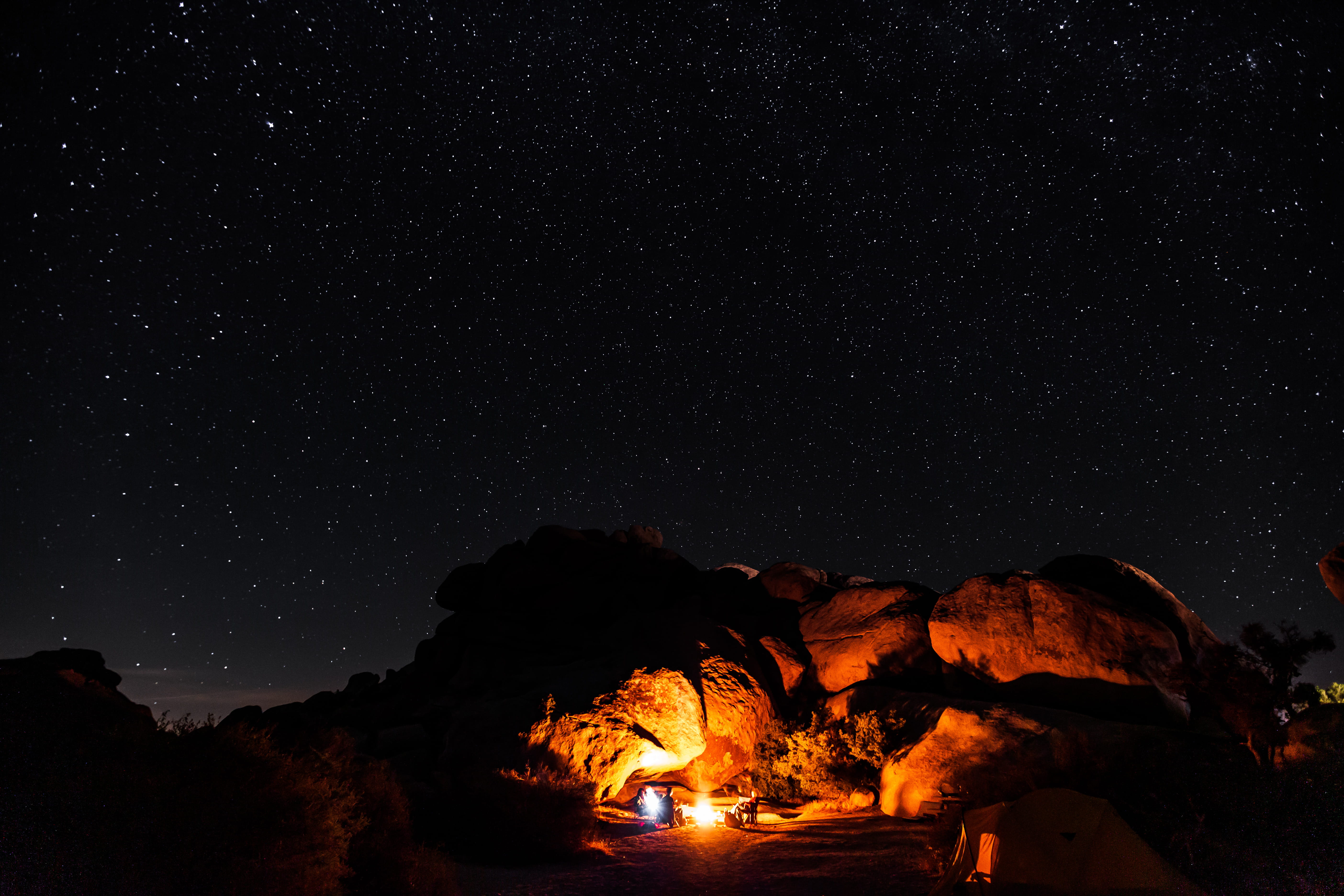 scenics - nature, mountain, sky, fire, astronomy, nature, campfire, outdoors, land, bonfire, illuminated, environment, burning, space, flame, 5K, night, HD Wallpaper