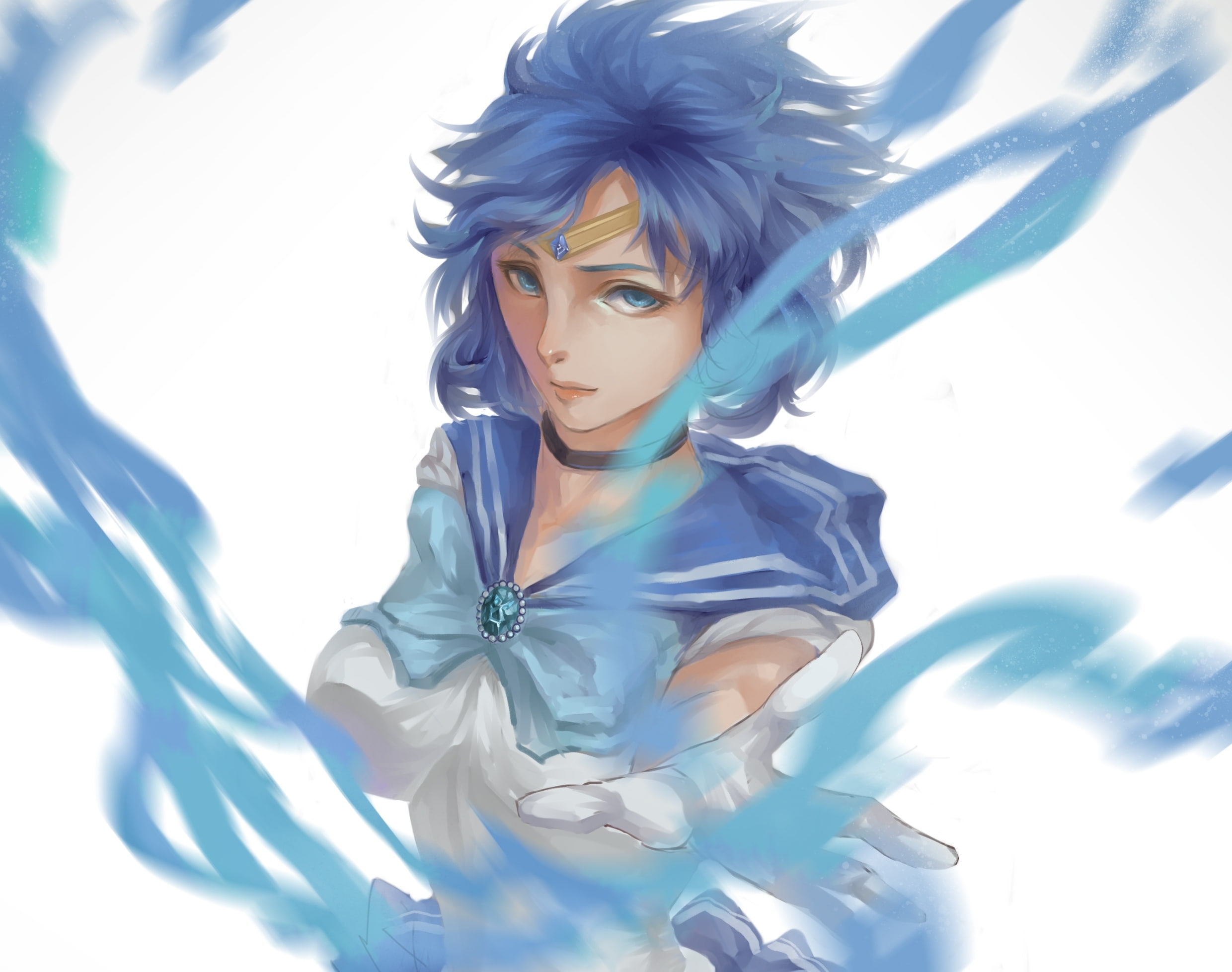 girl, anime, mizuno ami, form, Bishoujo Senshi Sailor Moon, art, sailor mercury, schoolgirl, 1080P, HD Wallpaper