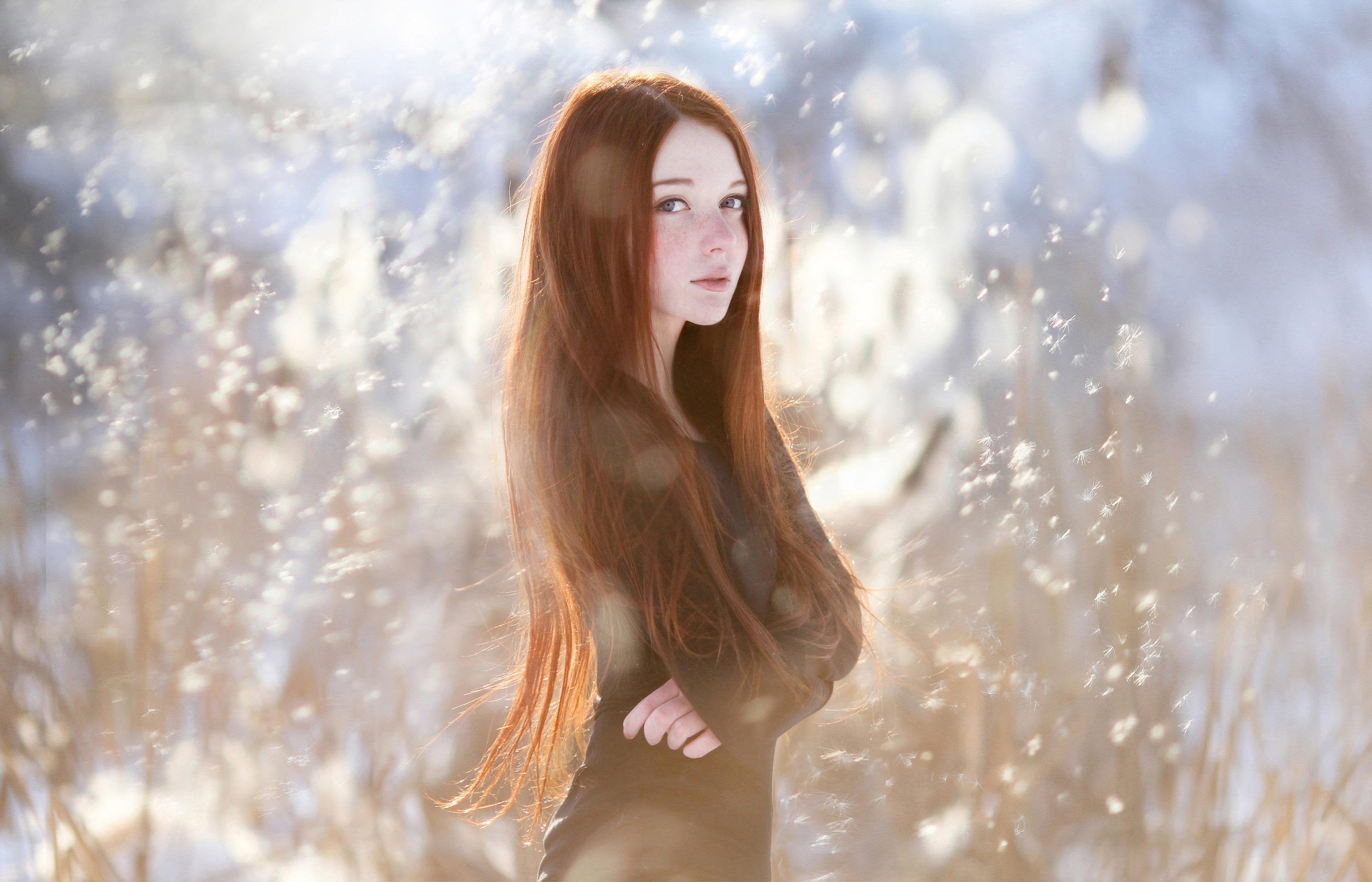 2K, Lina Pegushina, redhead, HD Wallpaper