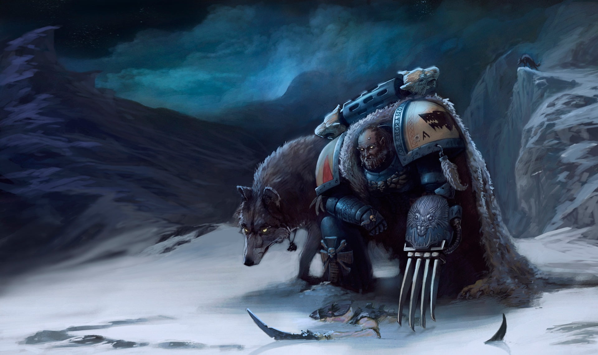 Warhammer, space, beauty in nature, judgment Day - Apocalypse, war, rock, warrior, wolves, space Marines, horror, rock - object, digital, power, environment, HD Wallpaper