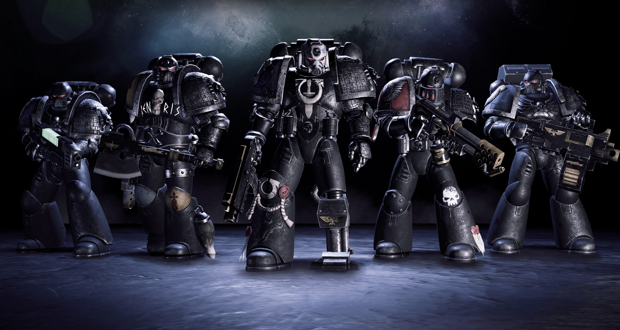 Warhammer 40K: Deathwatch - Tyranid Invasion, Rodeo Games, 1080P, fighters, armor, Deathwatch, axe, team, soldiers, weapons, Games Workshop, HD Wallpaper