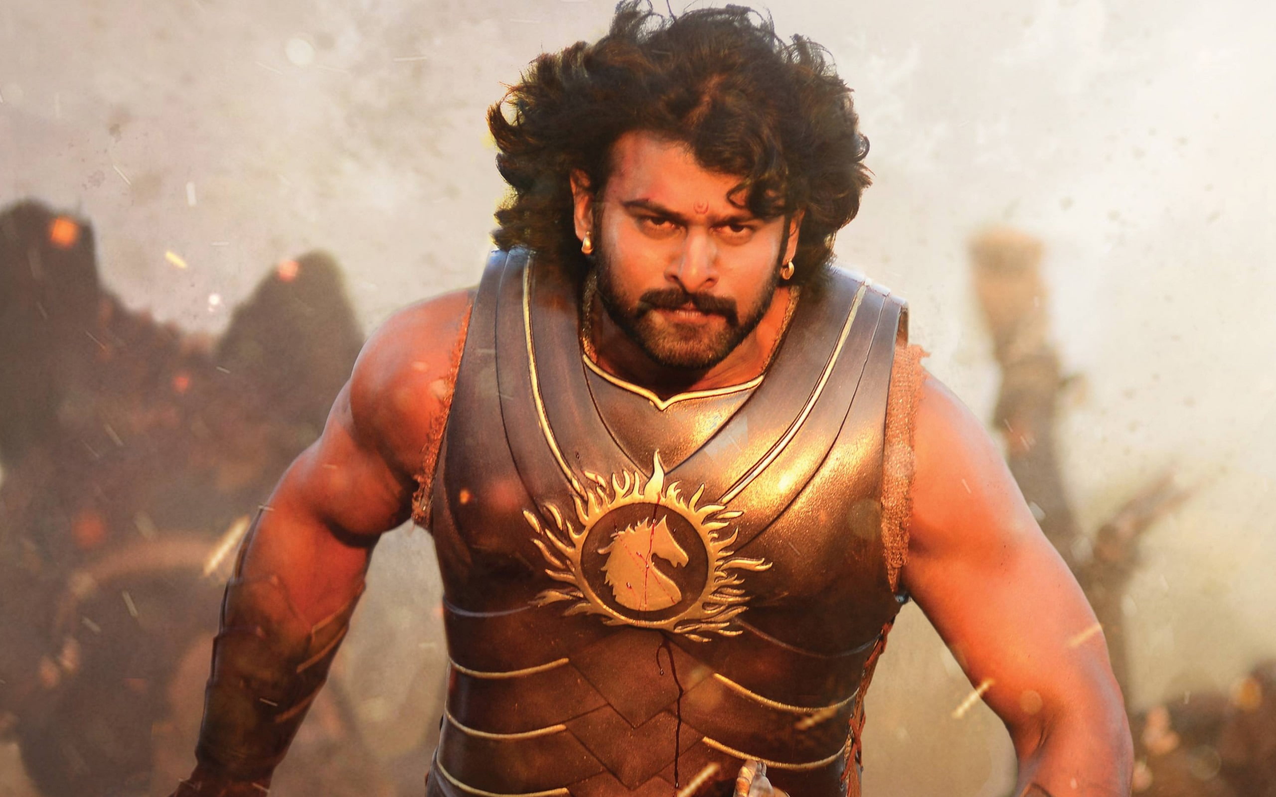 focus on foreground, movie, baahubali, poster, adult, hd, lifestyles, young men, aggression, tattoo, beard, standing, 2K, men, portrait, mid adult men, HD Wallpaper