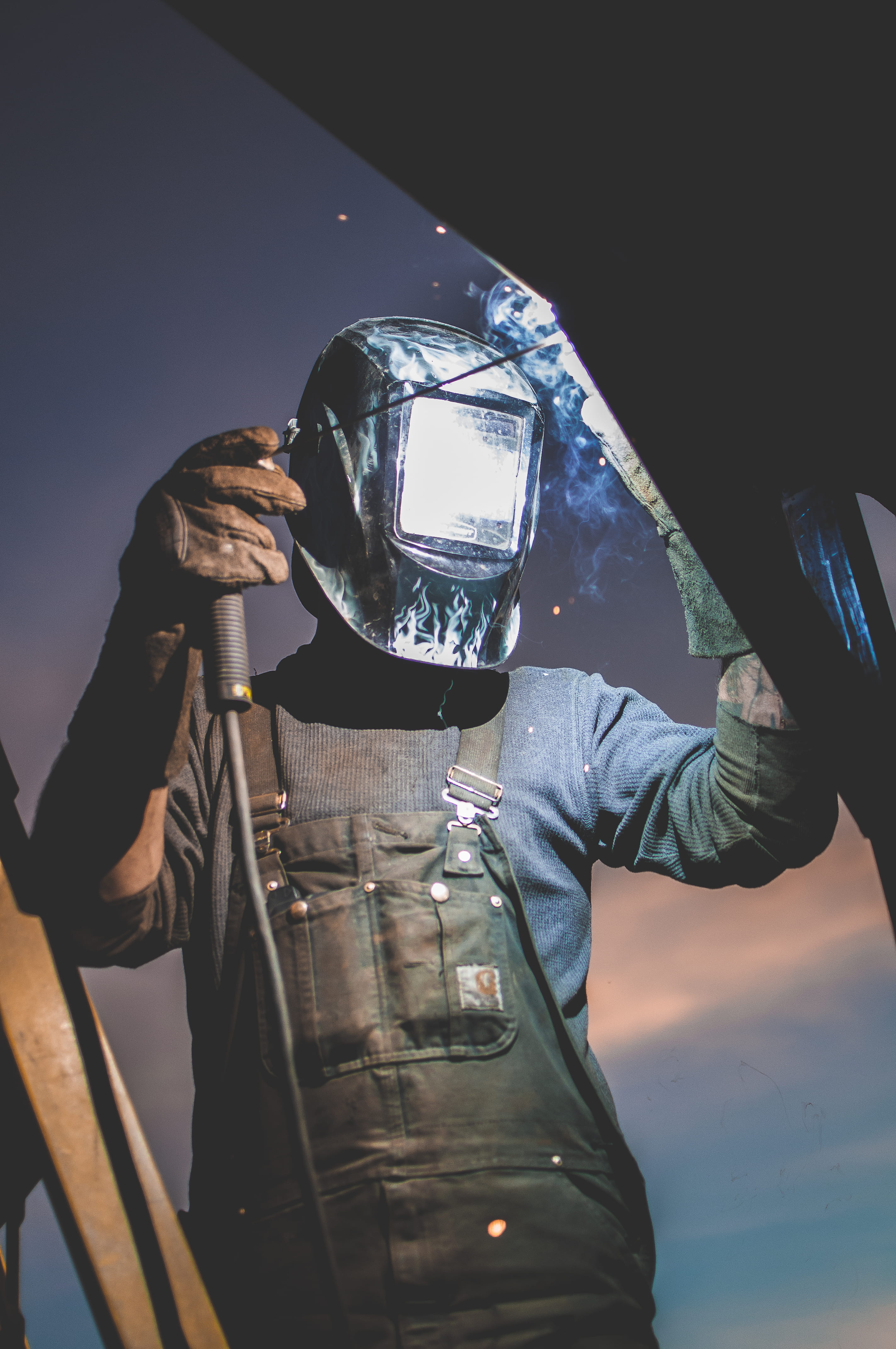 communication, male, wireless technology, connection, man, workwear, welding, photography themes, mask, holding, dark, occupation, overalls, camera, outdoors, Phone HD Wallpaper