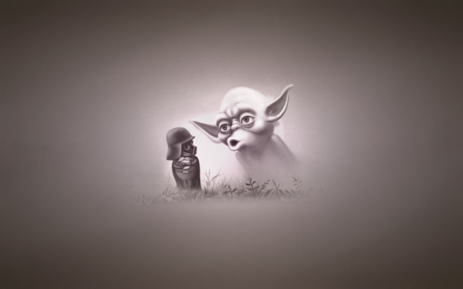 portrait, animal, mammal, pets, toy, humor, grass, backgrounds, vader, no People, white, happiness, spooky, gray, star wars, evil, minimalism, HD Wallpaper