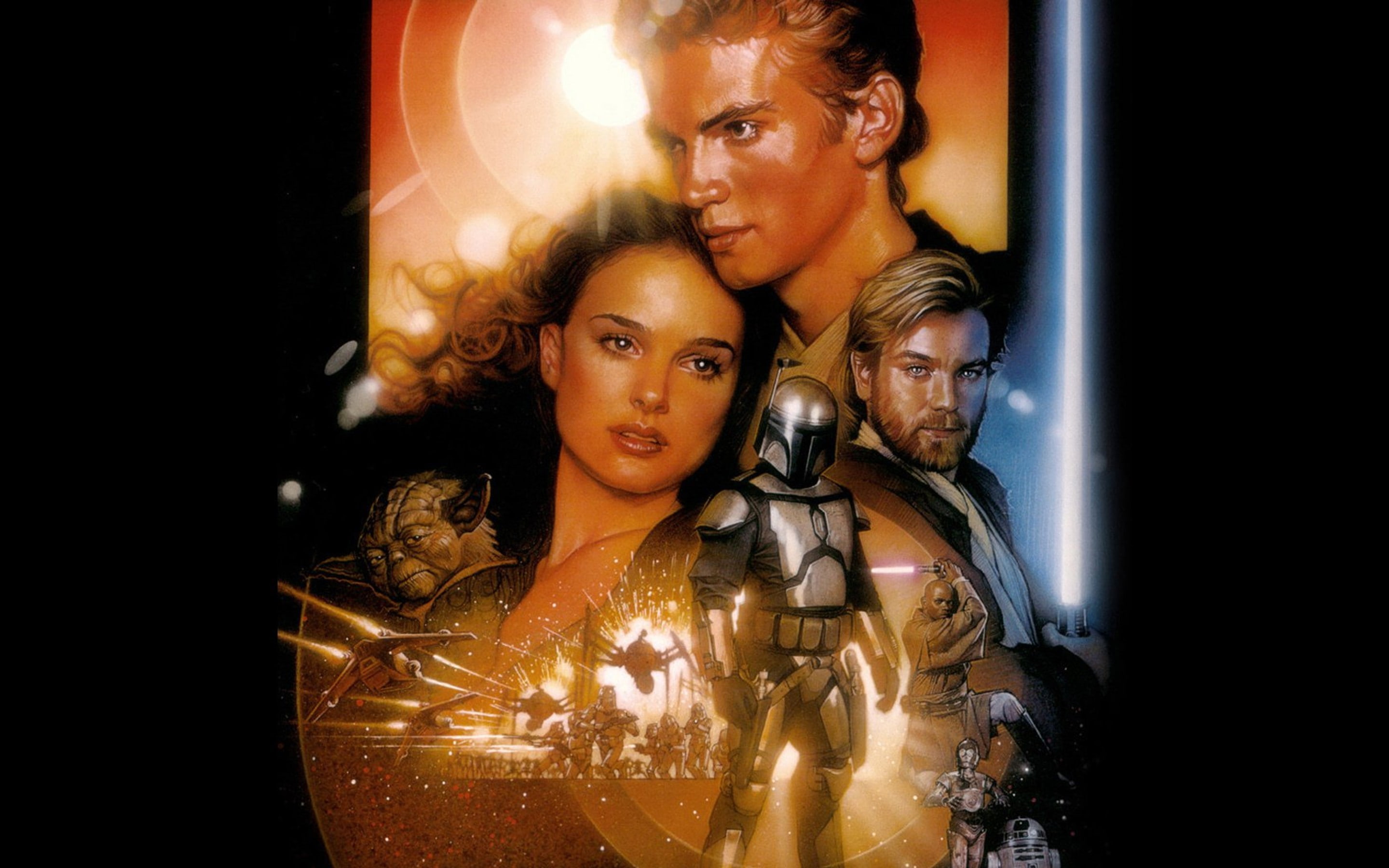 2K, Padmé Amidala, R2-D2, Yoda, Mace Windu, Jango Fett, C-3PO, Anakin Skywalker, Obi-Wan Kenobi, Star Wars, Star Wars Episode II: Attack Of The Clones, HD Wallpaper