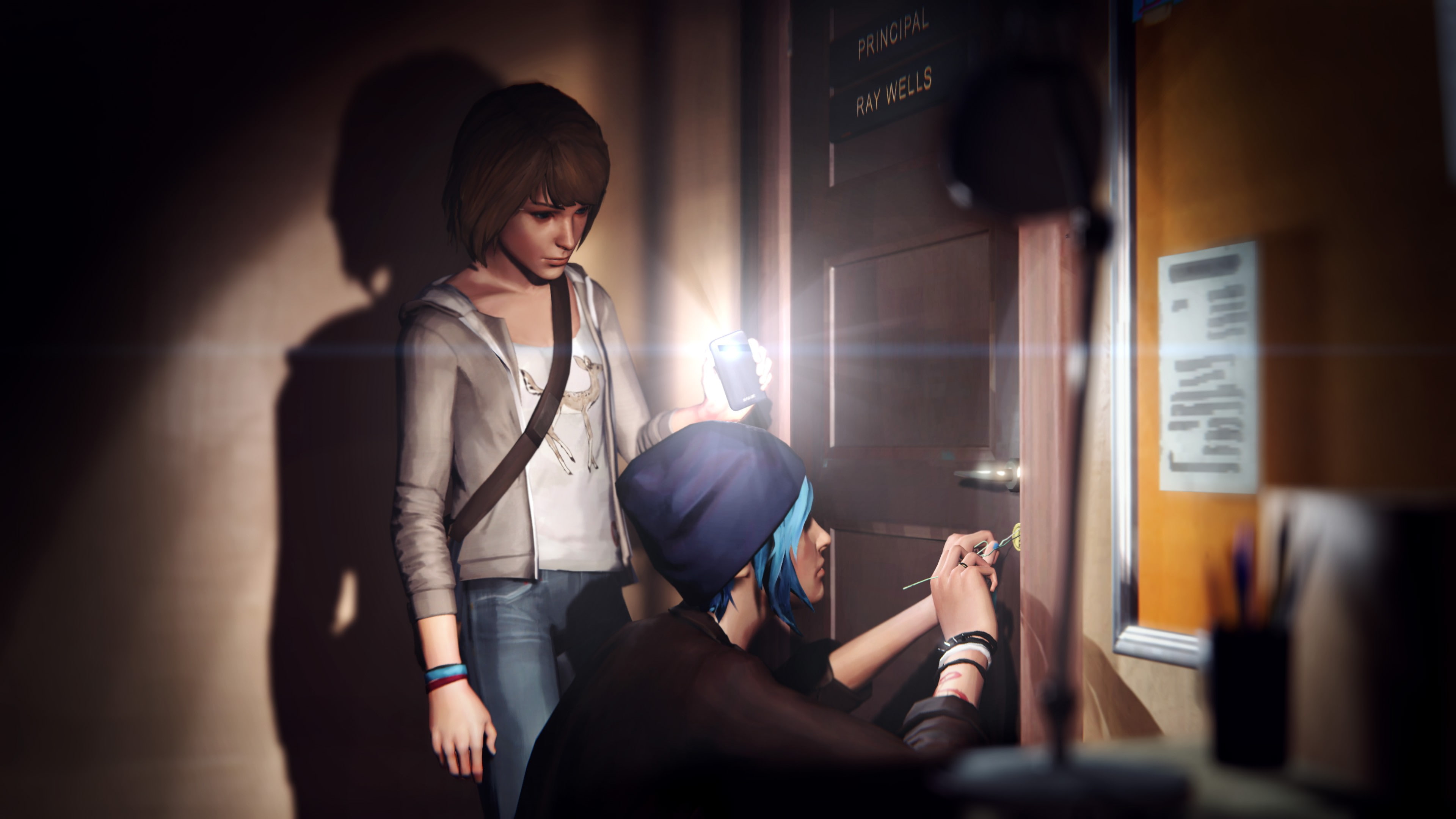 game, man, woman, Life is Strange: Episode 3 — Chaos theory, holding, door, sci-fi, PC, quest, flashlight, Best Games 2015, opening, 4K, graphic, HD Wallpaper