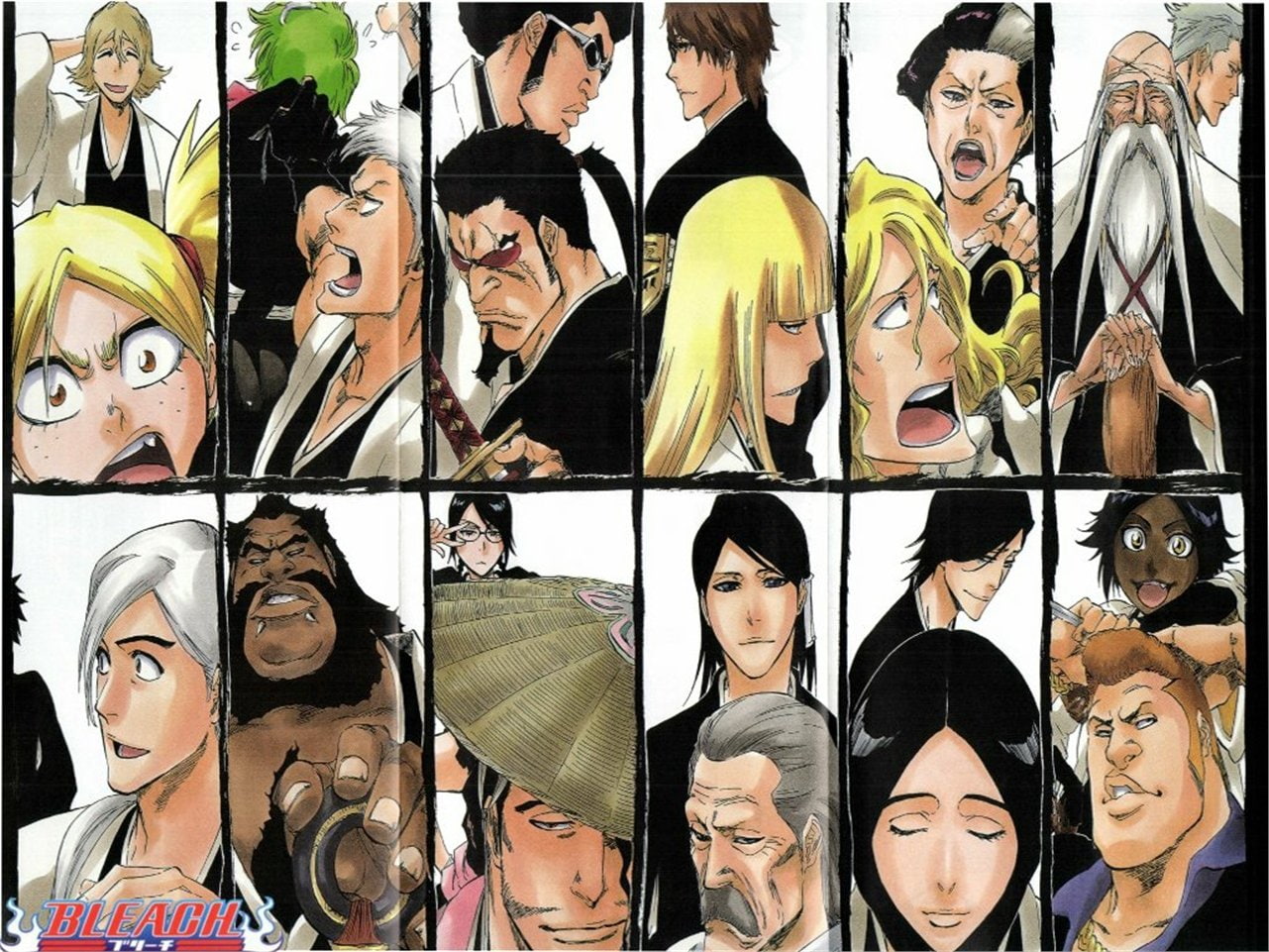 Kenpachi Kiganjō, Unohana Retsu, Jūshirō Ukitake, Lisa Yadomaru, Chōjirō Sasakibe, Bleach, Genryūsai Shigekuni Yamamoto, Marechiyo Ōmaeda, Rōjūrō Ōtoribashi, HD Wallpaper