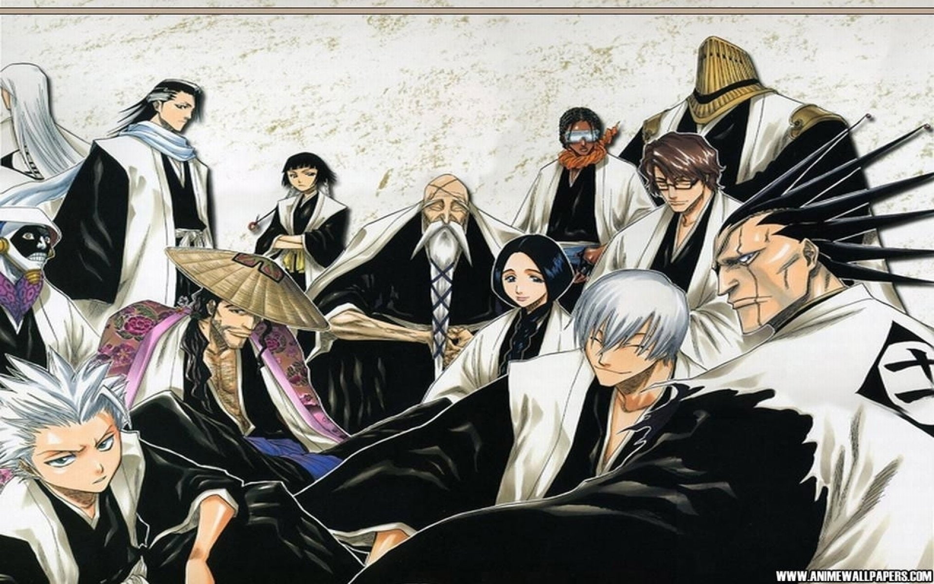 Shunsui Kyōraku, art and craft, women, Unohana Retsu, males, Anime, Sajin Komamura, Byakuya Kuchiki, Genryūsai Shigekuni Yamamoto, Gin Ichimaru, mask - disguise, HD Wallpaper