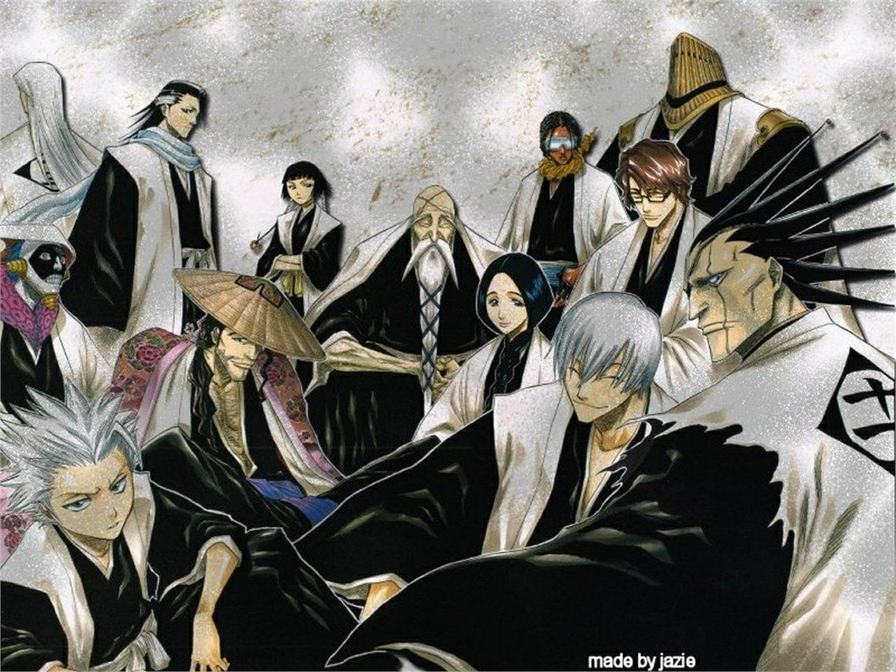 720P, Genryūsai Shigekuni Yamamoto, Gin Ichimaru, Shunsui Kyōraku, Byakuya Kuchiki, Jūshirō Ukitake, Soifon (Bleach), Unohana Retsu, Sajin Komamura, Tōshirō Hitsugaya, HD Wallpaper