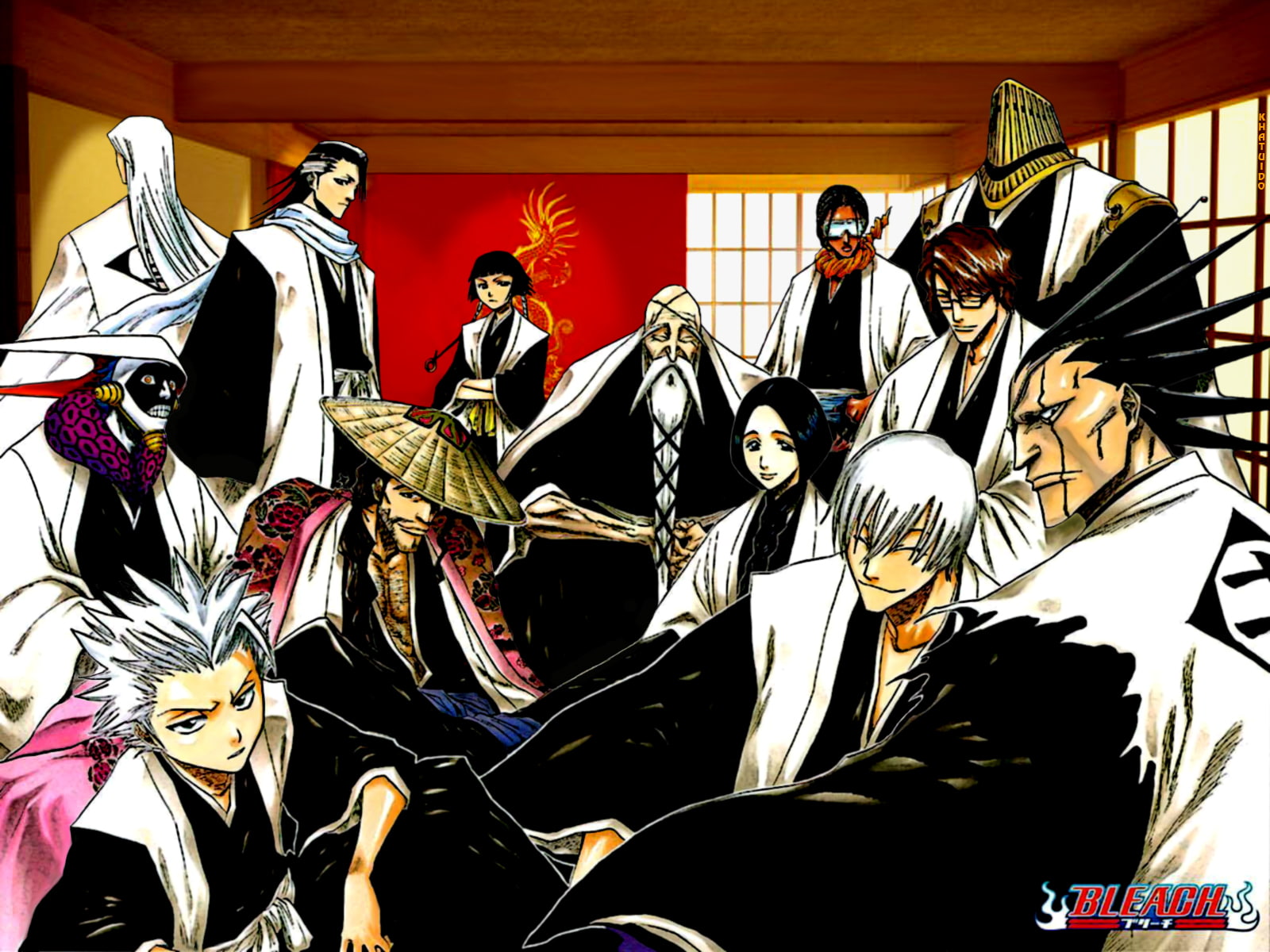 Gin Ichimaru, Sajin Komamura, Mayuri Kurotsuchi, 720P, Sōsuke Aizen, Tōshirō Hitsugaya, Kaname Tosen, Byakuya Kuchiki, Kenpachi Zaraki, Shunsui Kyōraku, HD Wallpaper
