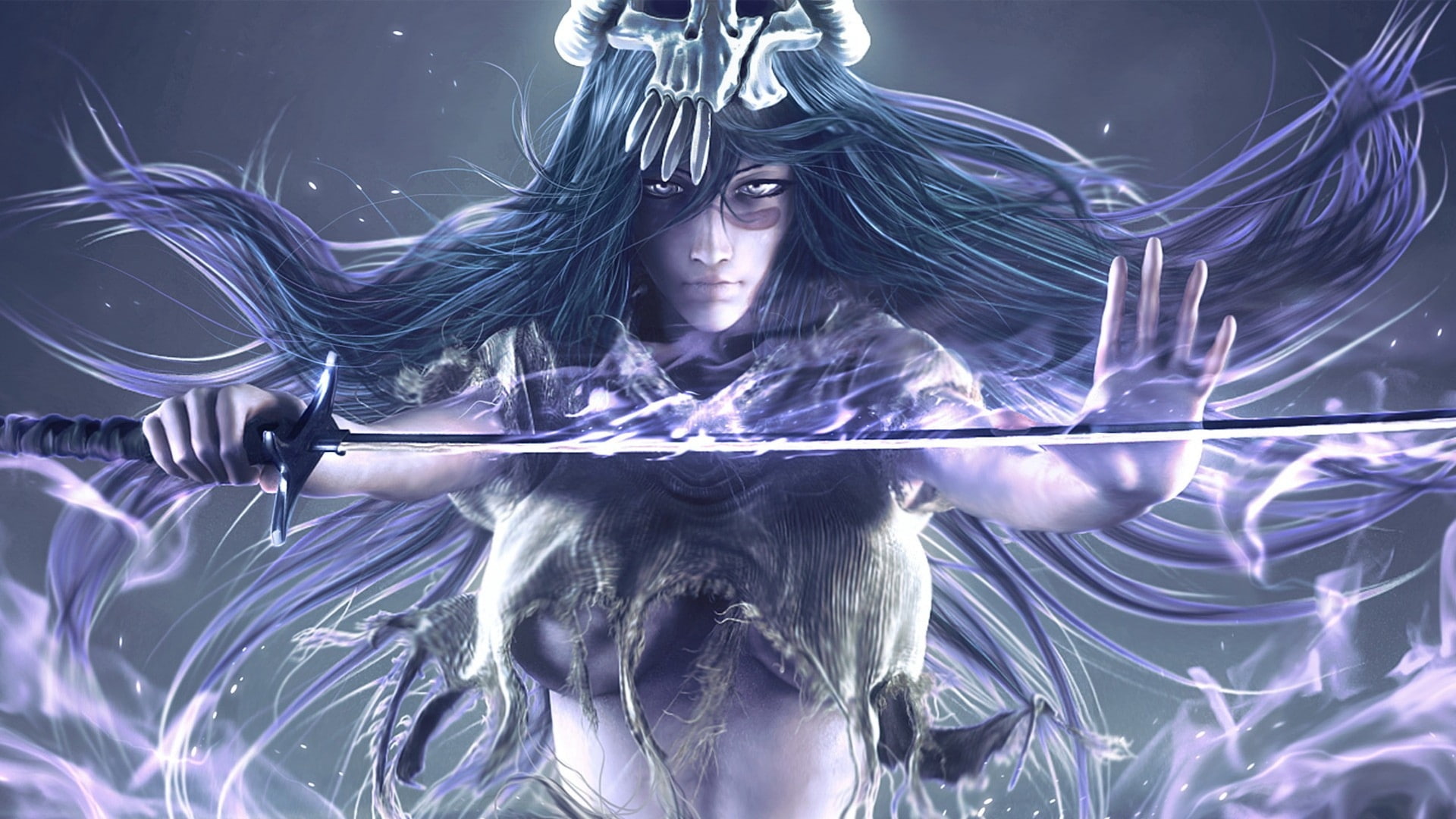 1080P, tu, nelliel, art, realistic, x, bleach, anime, odelschwanck, swords, espada, hd, artwork, HD Wallpaper