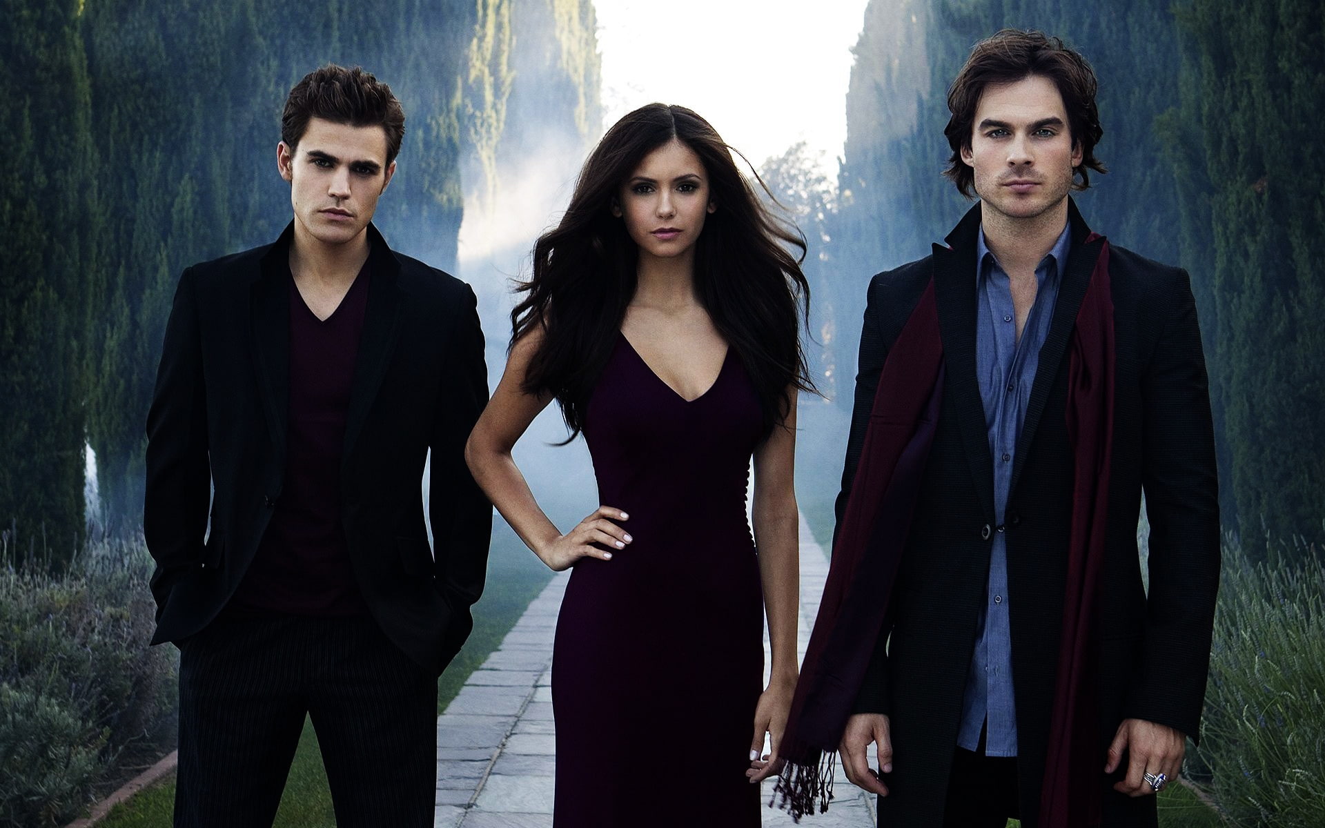 nina, diaries, damon, elena, men, ian, dobrev, blazer, 1080P, vampire, stefan, s, black, suit, poster, HD Wallpaper