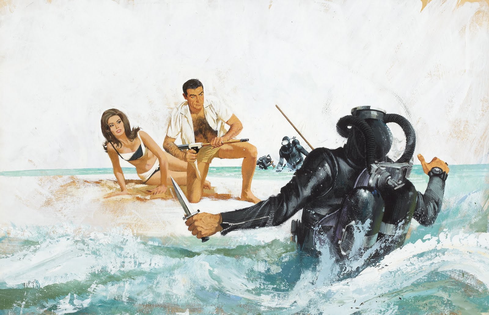 james, diver, 007, bond, drawing, 720P, connery, sean, HD Wallpaper