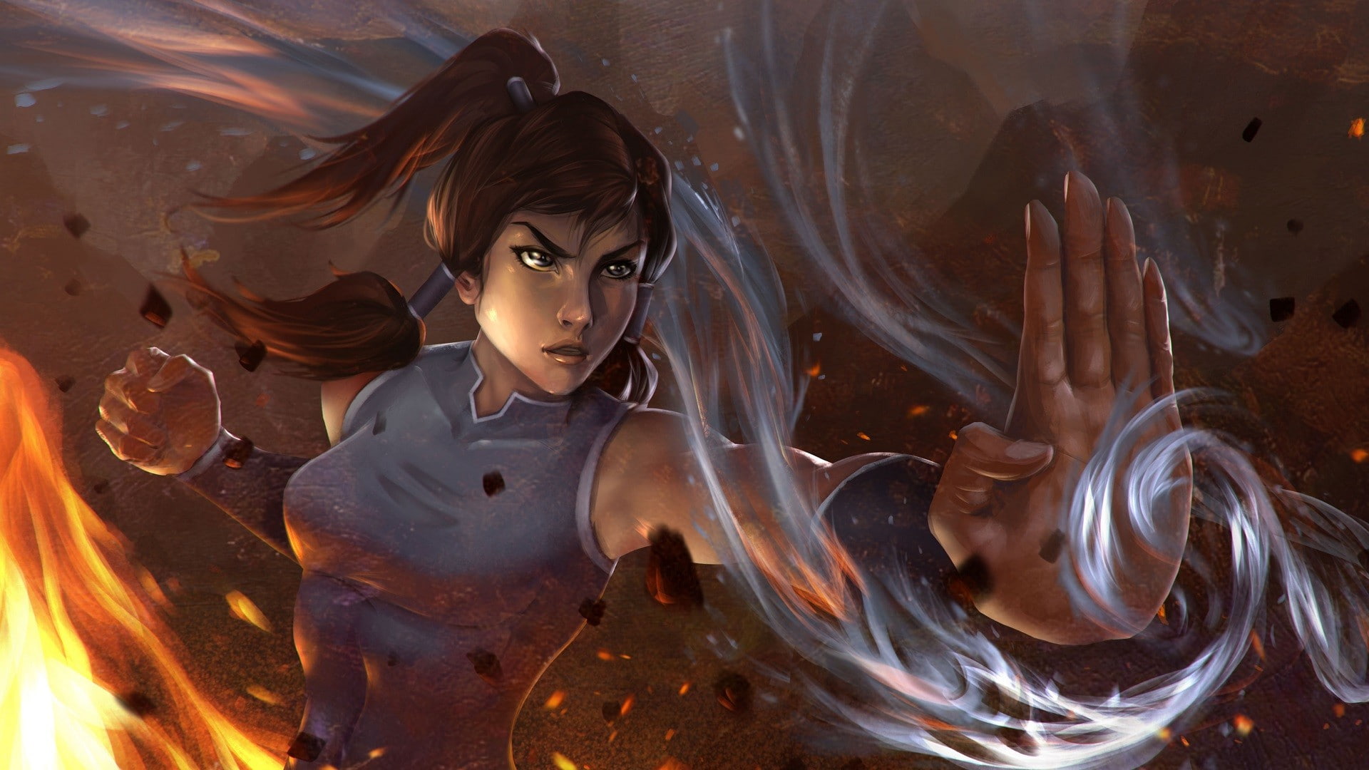 girls, the legend of korra, anime, legend, female, korra, game, anime girls, 1080P, character, fire, HD Wallpaper