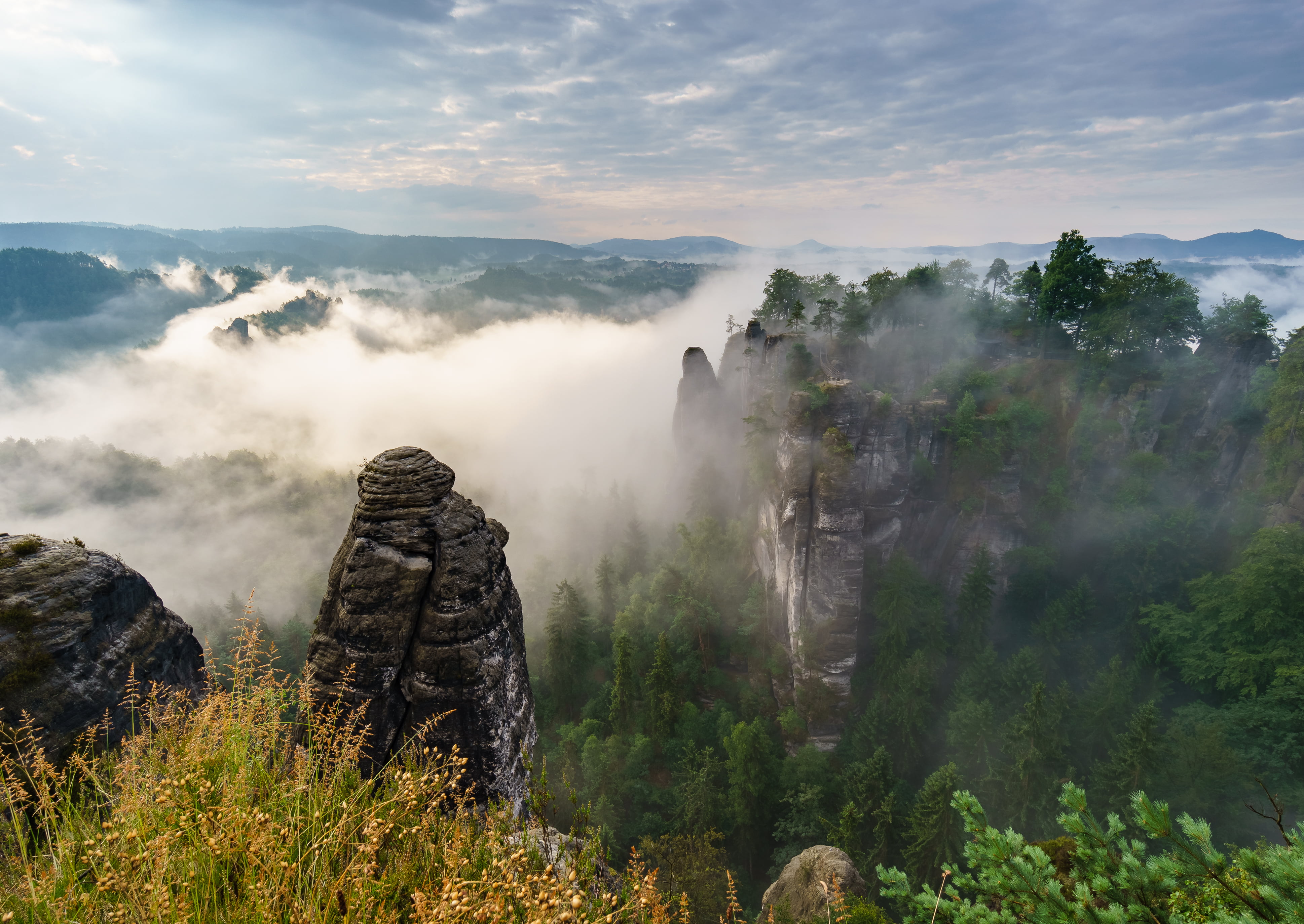 lichter, nature, 4K, clouds, aerial, mountain, Sachsen, Sächsische-Schweiz, Elbsandsteingebirge, mist, view, Landscape, aerial view, Moment, Ein, Nebel, HD Wallpaper