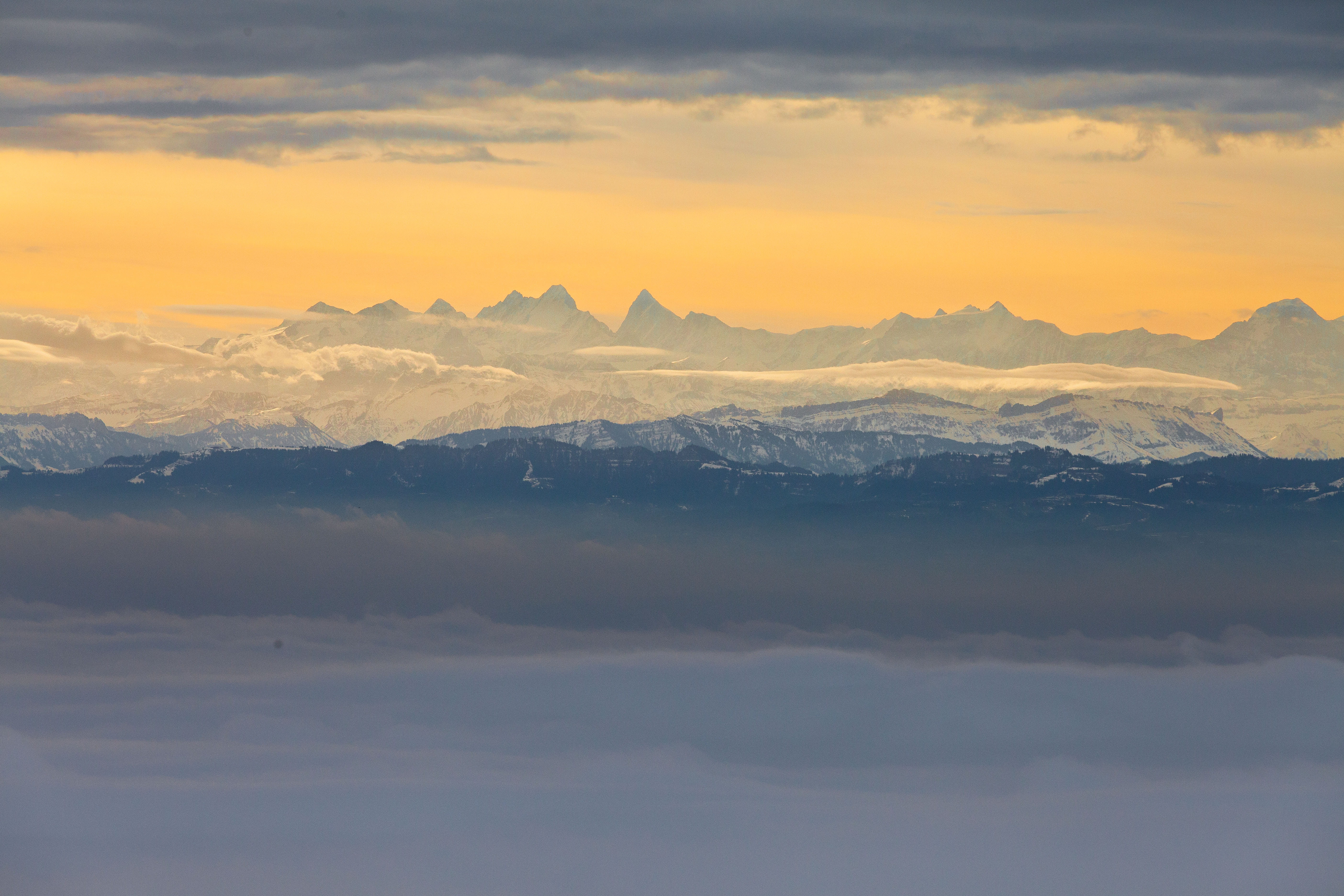 mountain range, schweiz, tranquility, non-urban scene, explore, mountains, snow, beauty in nature, nature, mountain peak, sunset, sky, cold temperature, HD Wallpaper