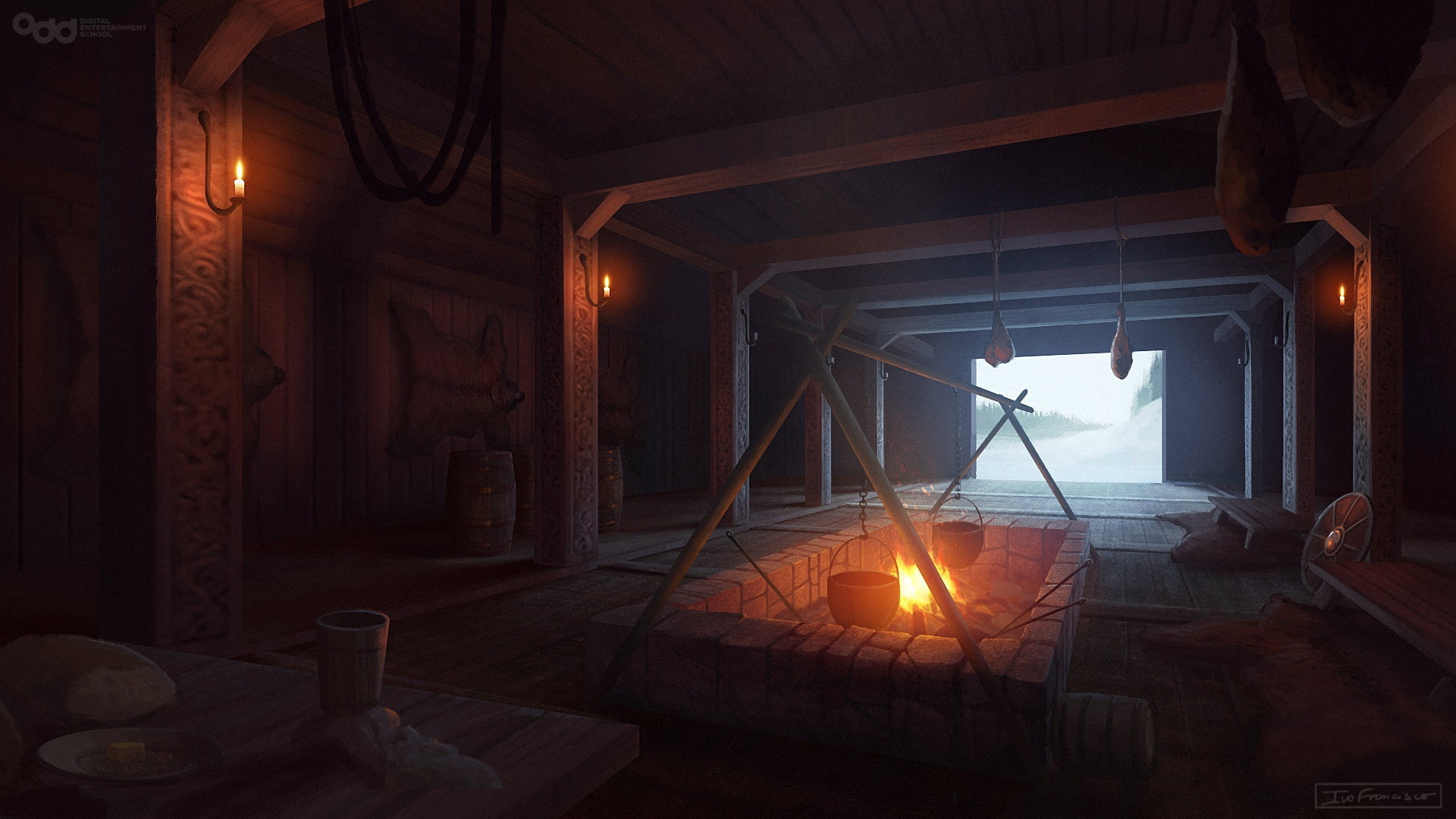 hearth, Viking Interior, housing, 1080P, arch, HD Wallpaper