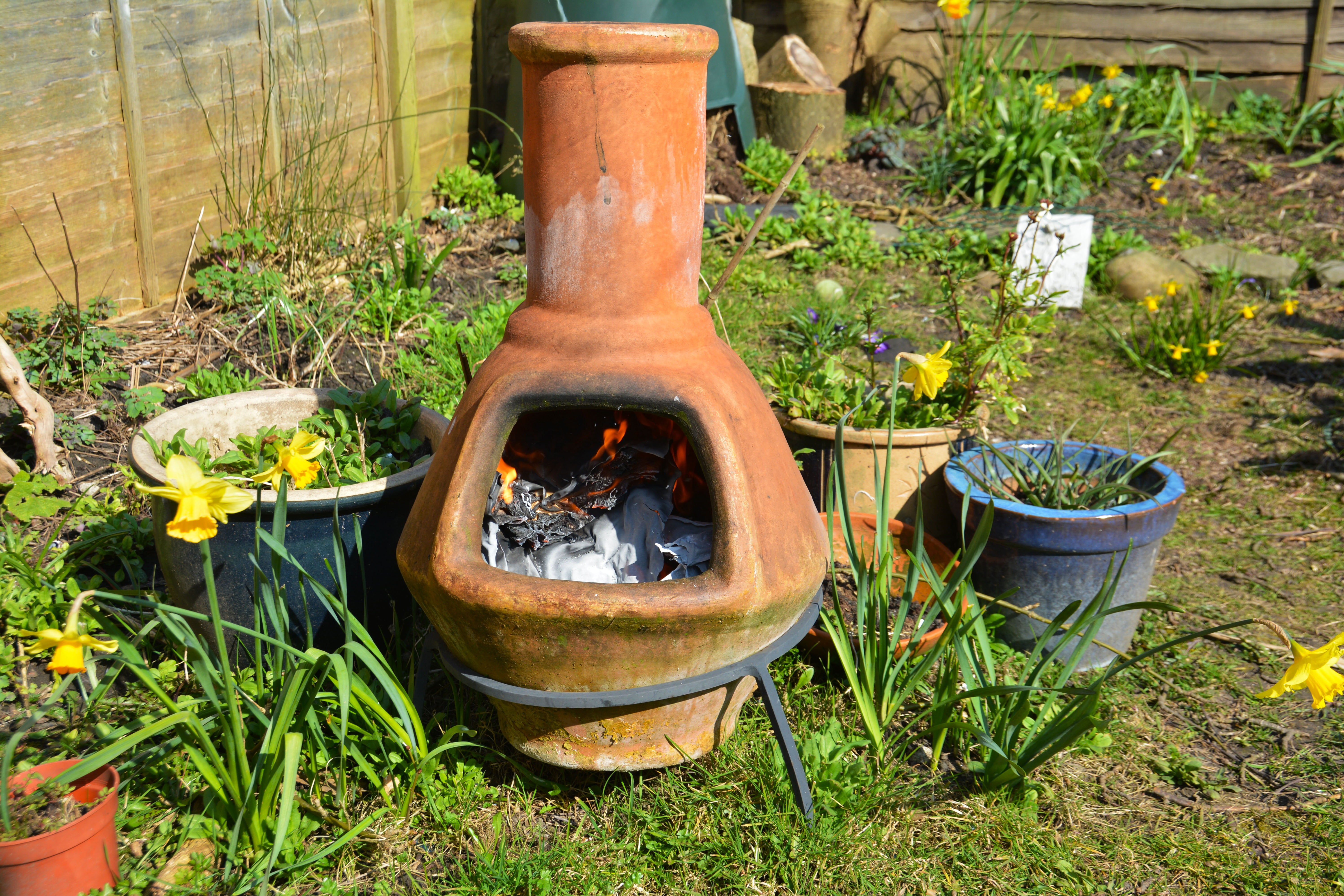 plant, nature, earthenware, red, fireplace, high angle view, brown, pit, container, outdoor, rustic, flowering plant, clay, smoke, winter, day, equipment, HD Wallpaper
